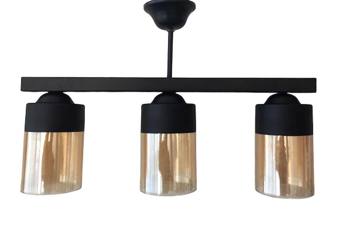 RIOLIGHT RETRO SIRALI ÜÇLÜ BAL CAMLI AVİZE UZUNLUK: 60CM