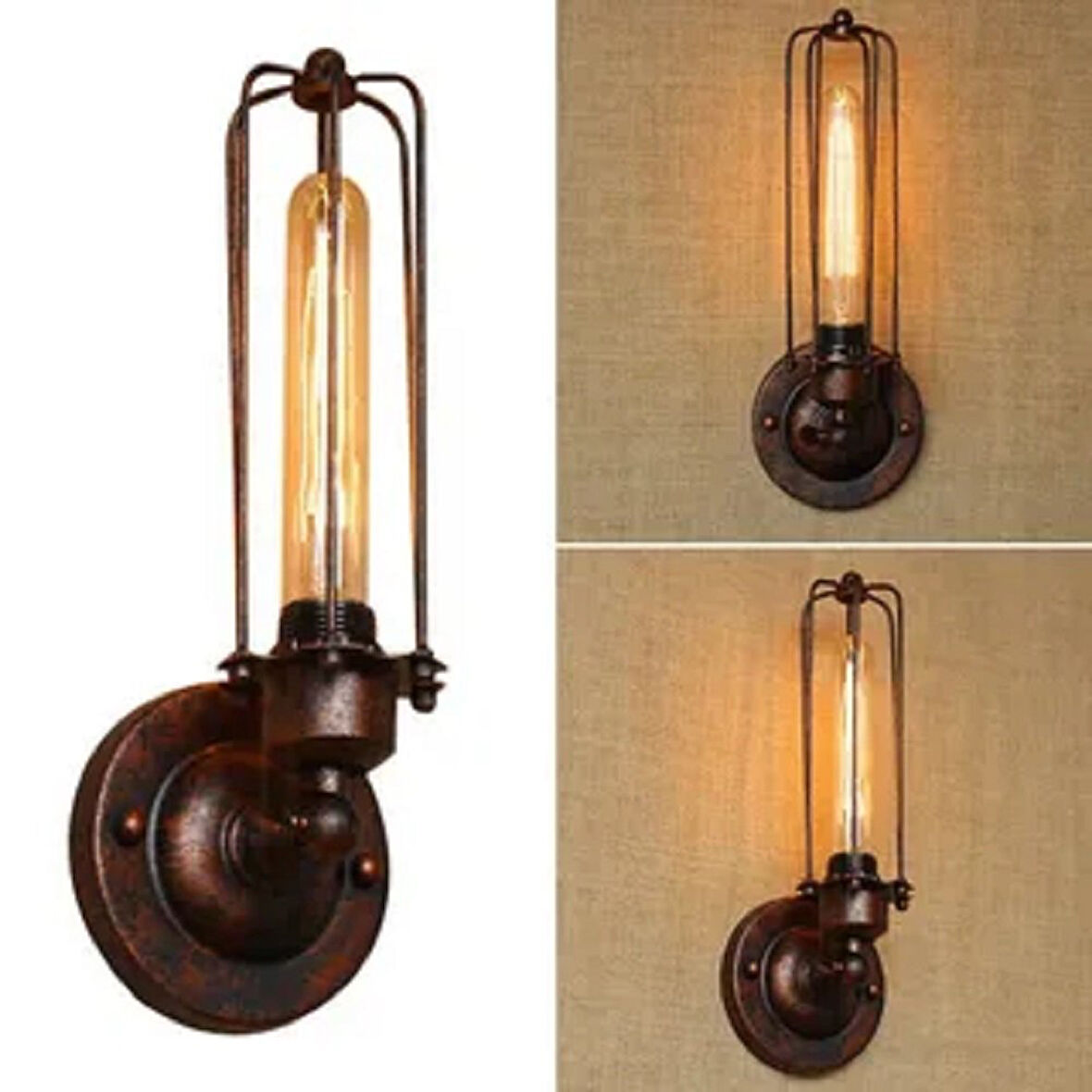 RİOLİGHT RETRO,VİNTAGE,RUSTİK FIRÇALI BAKIR 1XE27 MAFSALLI HAREKETLİ BAŞLIK METAL DUVAR APLİK