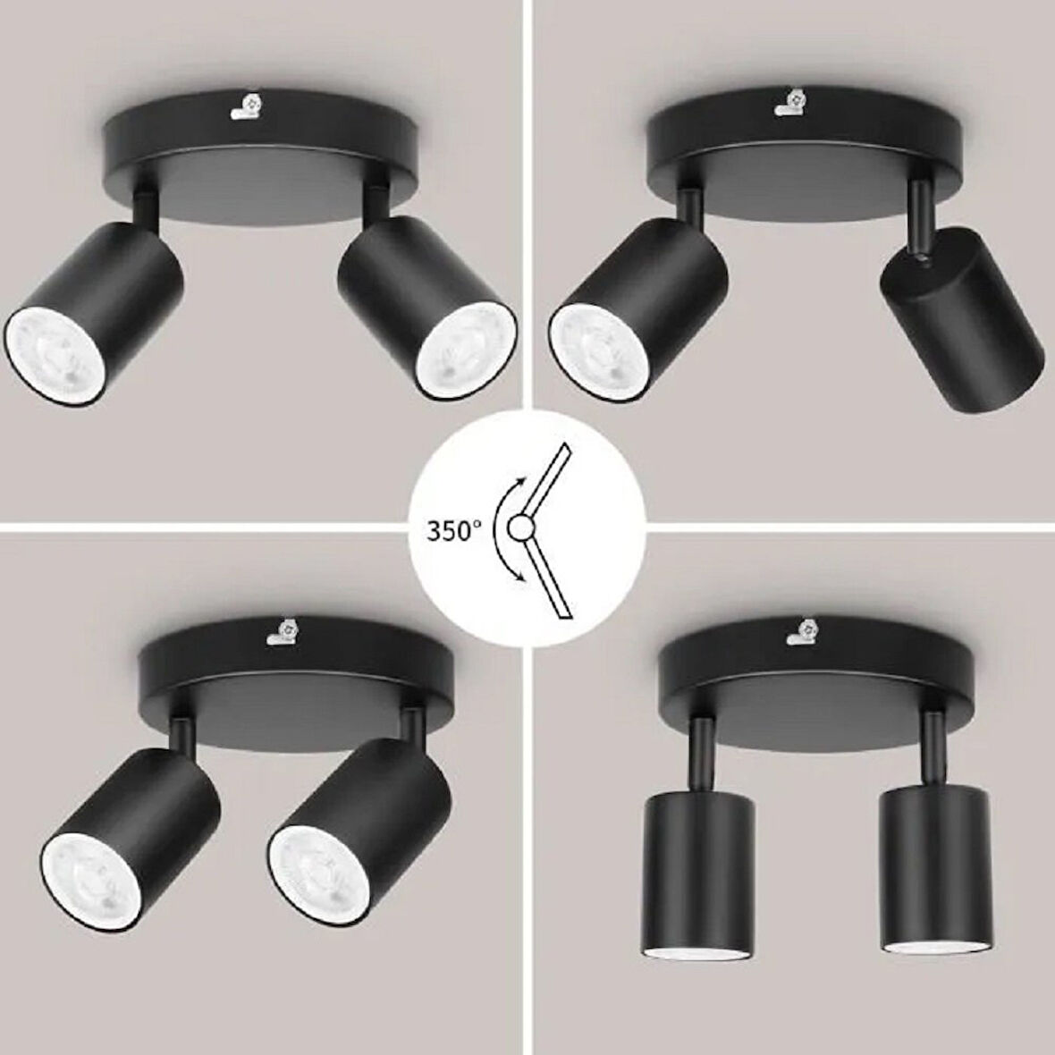 RİOLİGHT MODERN SİYAH MUTFAK,SALON,GİYİNME ODASI,CAFELER İÇİN GÜN İŞİĞI METAL 2Lİ SPOT(AMPUL DAHİL)