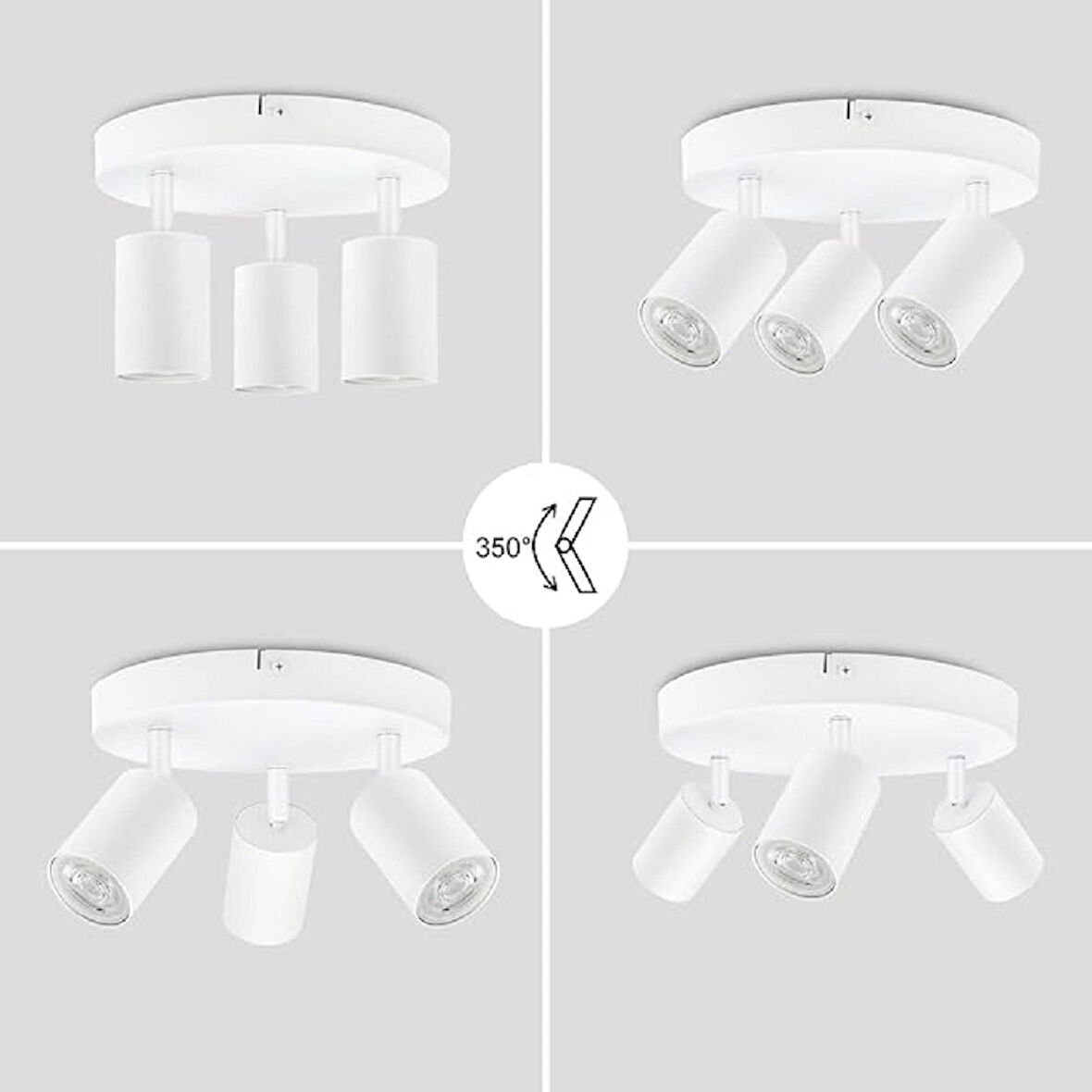 RİOLİGHT MODERN3 BEYAZ MUTFAK,SALON,GİYİNME ODASI,CAFELER İÇİN GÜN İŞİĞI METAL 3LÜ SPOT(AMPUL DAHİL)