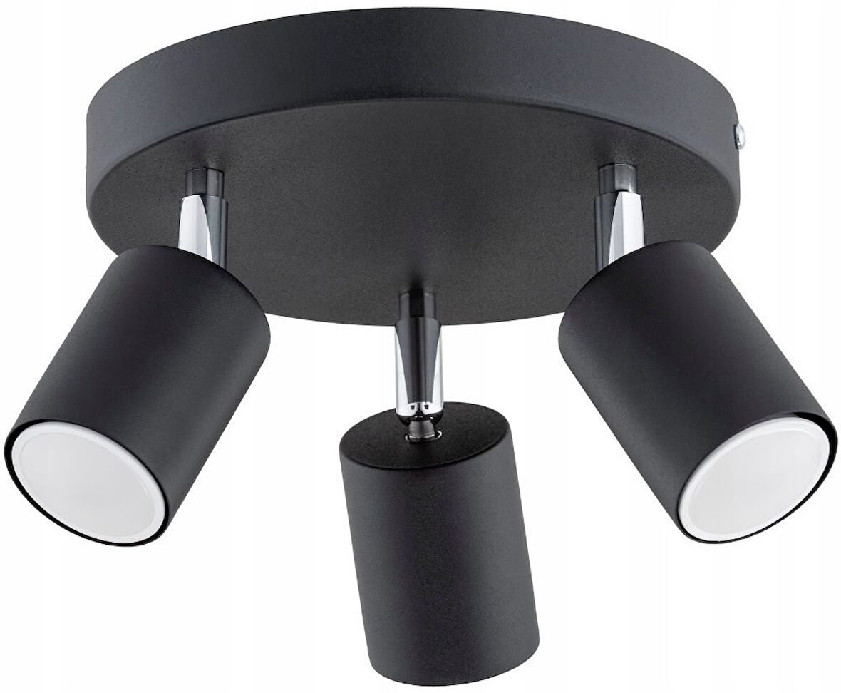 RİOLİGHT MODERN6 SİYAH MUTFAK,SALON,GİYİNME ODASI,CAFELER İÇİN GÜN İŞİĞI METAL 3LÜ SPOT(AMPUL DAHİL)