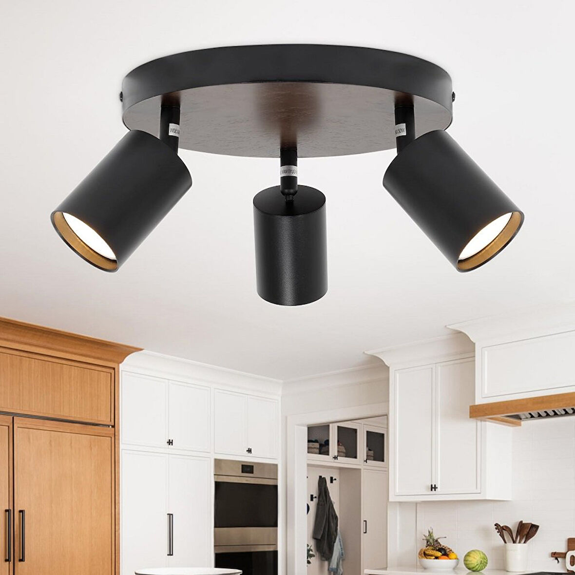 RİOLİGHT MODERN7 SİYAH MUTFAK,SALON,GİYİNME ODASI,CAFELER İÇİN GÜN İŞİĞI METAL 3LÜ SPOT(AMPUL DAHİL)