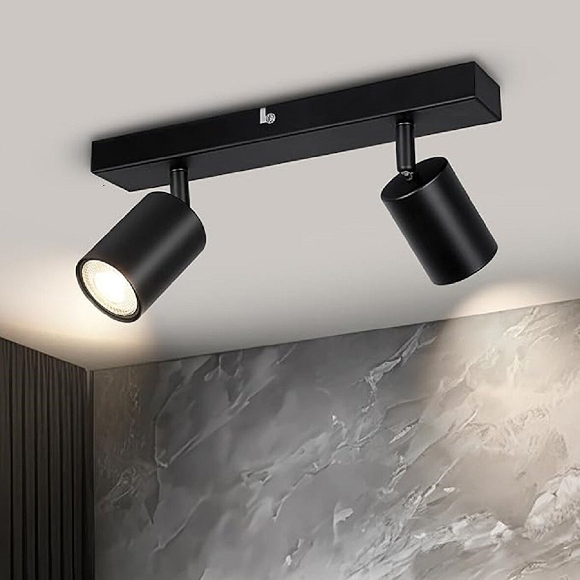 RİOLİGHT MODERN SİYAH SALON,MUTFAK,GİYİNME ODASI,CAFELER2 İÇİN GÜN İŞİĞI METAL 2Lİ SPOT(AMPUL DAHİL)