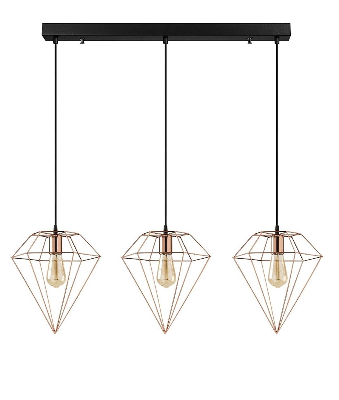 RİOLİGHT RETRO PRAMİT GOLD ÜÇLÜ SIRALI SARKIT AVİZE UZUNLUK: 60CM