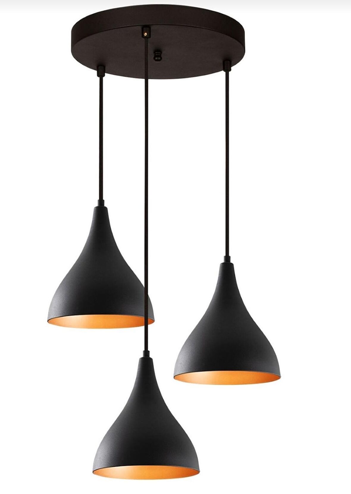 RİOLİGHT RETRO SİYAH ÜÇLÜ SARKIT AVİZE TABAN ÇAPI: 30CM