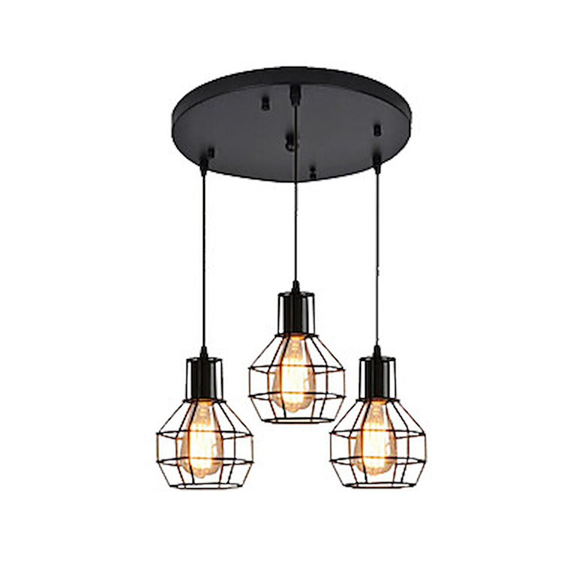 RİOLGHT RETRU ÜÇLÜ KAFES NETAL KAFES AVİZE ÇAP: 30CM