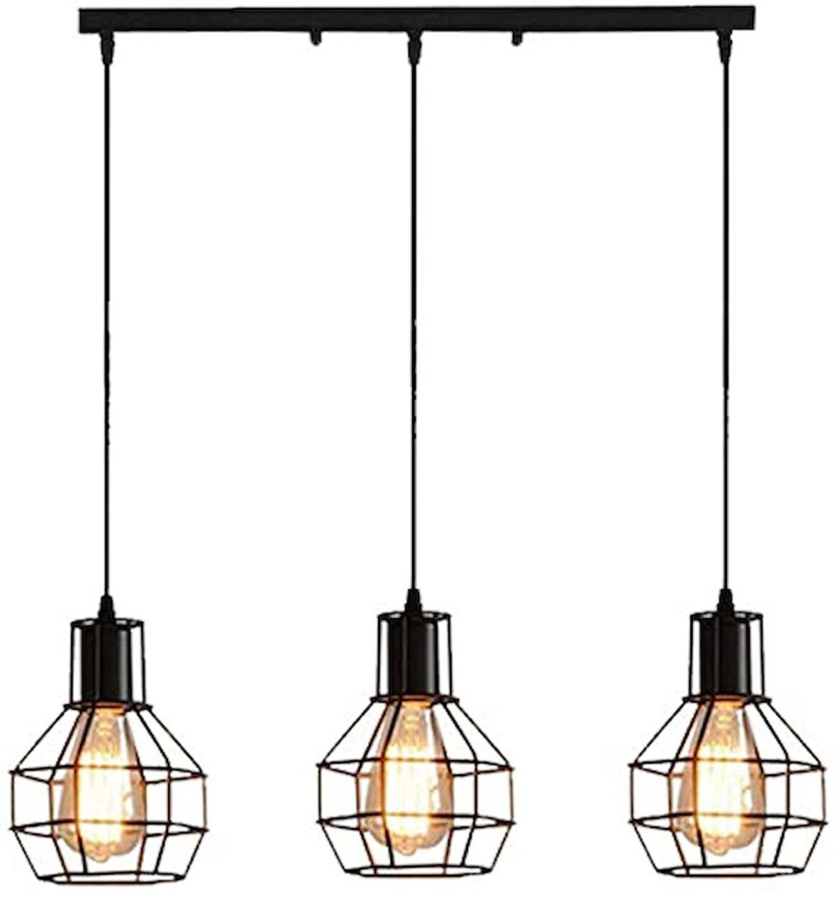 RİOLIGHT RETRO MASA ÜSTÜ SIRALI KAFES ÜÇLÜ AVİZE UZUNLUK: 60 CM