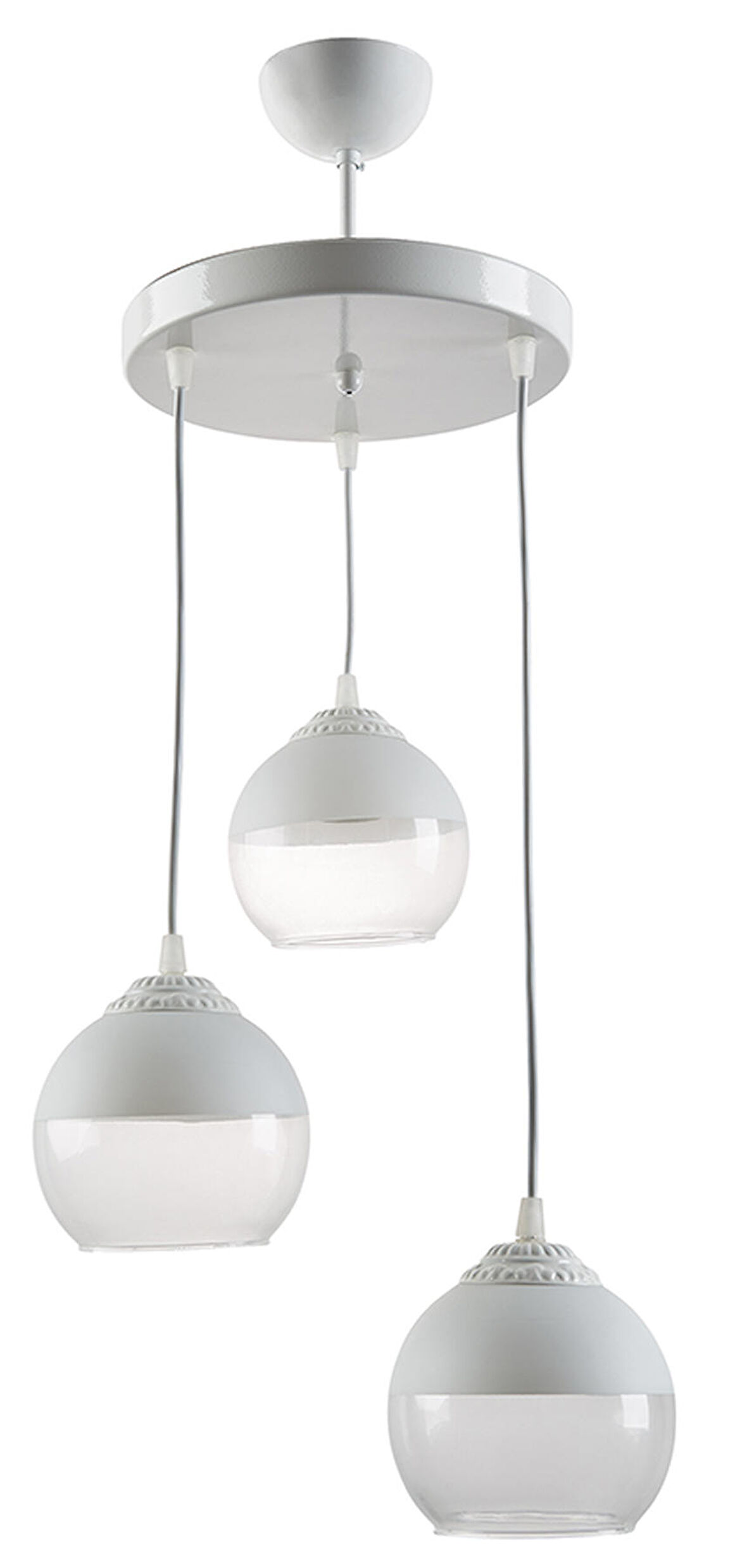 RİOLİGHT MODERN ÜÇLÜ CAMLI SARKIT AVİZE ÇAP: 30CM