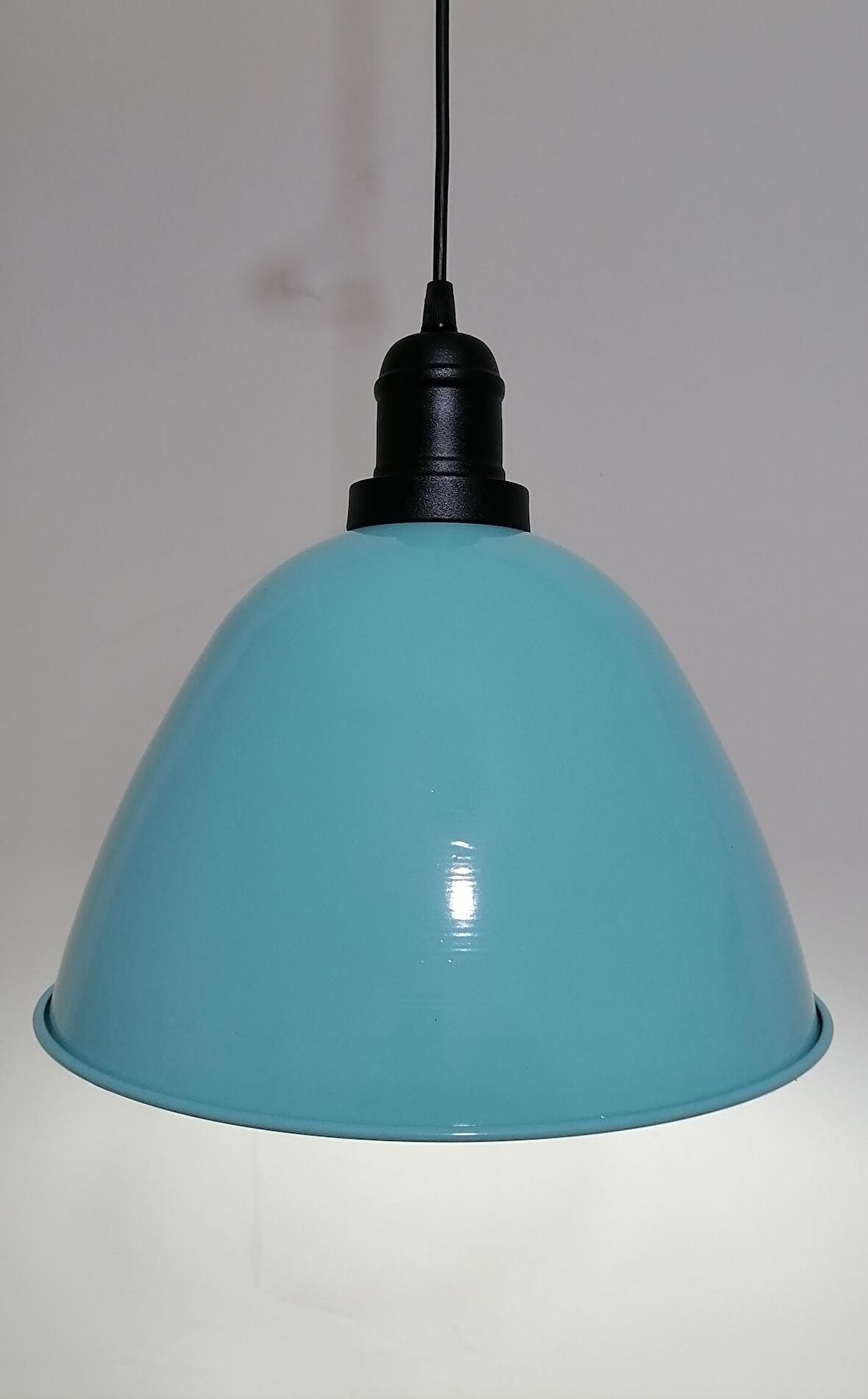 RİOLİGHT RETRO TURKUAZ İÇİ BEYAZ TEKLİ SARKIT ÇAP: 28CM