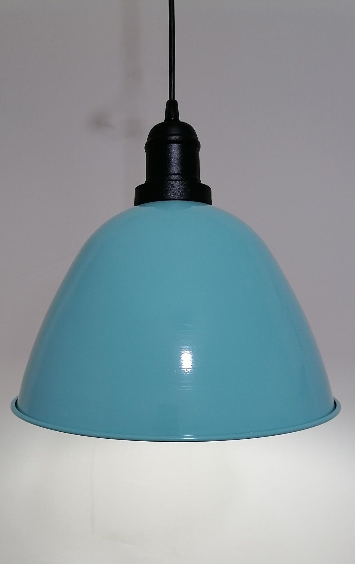 RİOLİGHT RETO TURKUAZ İÇİ BEYAZ TEKLİ METAL SARKIT ÇAP: 28CM