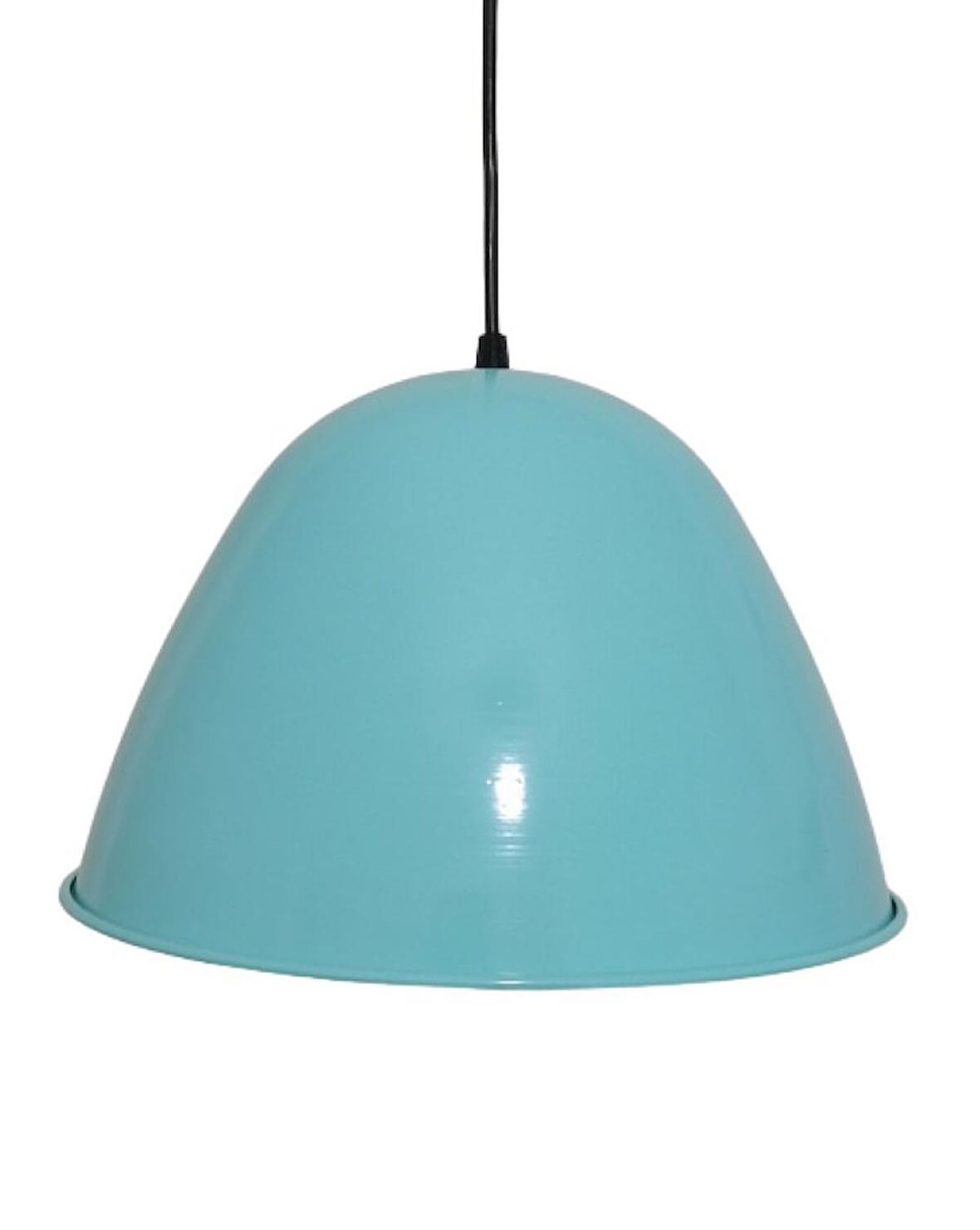 RİOLİGHT RETRO TURKUAZ İÇİ BEYAZ TEKLİ METAL SARKIT ÇAP: 28CM