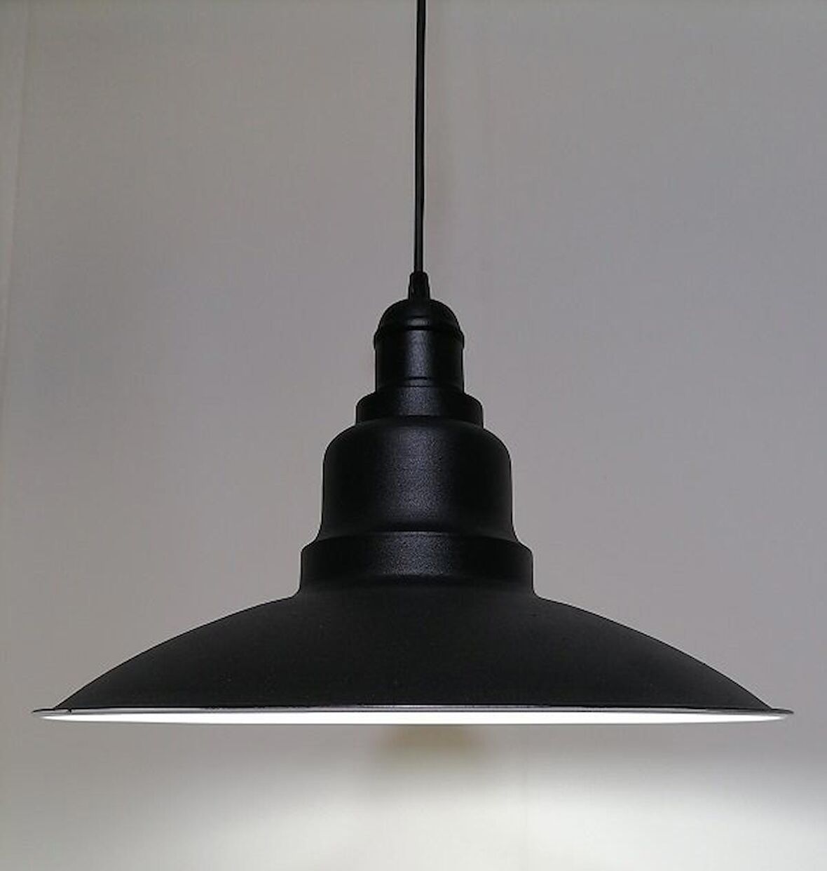 RİOLİGHT RETRO SİYAH İÇİ BEYAZ TEKLİ METAL SARKIT ÇAP: 37CM