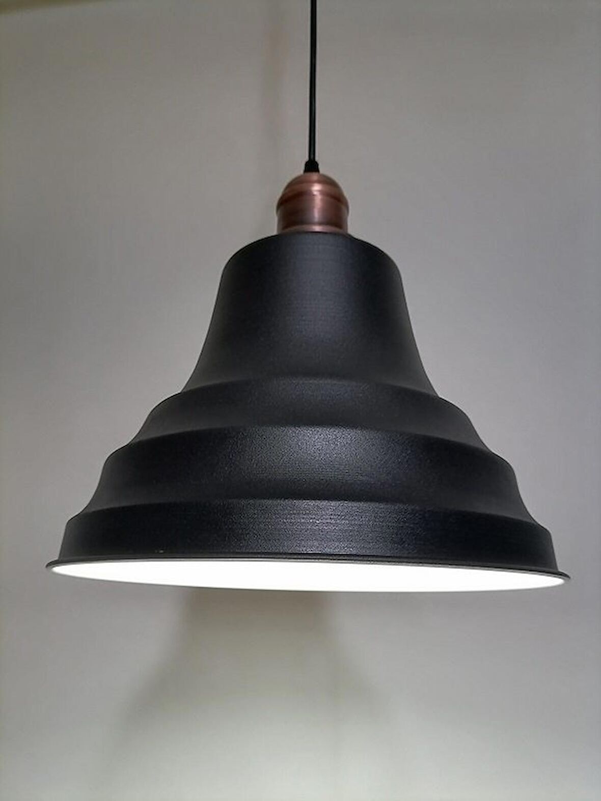 RİOLİGHT RETRO SİYAH İÇİ BEYAZ TEKLİ METAL SARKIT ÇAP: 27CM