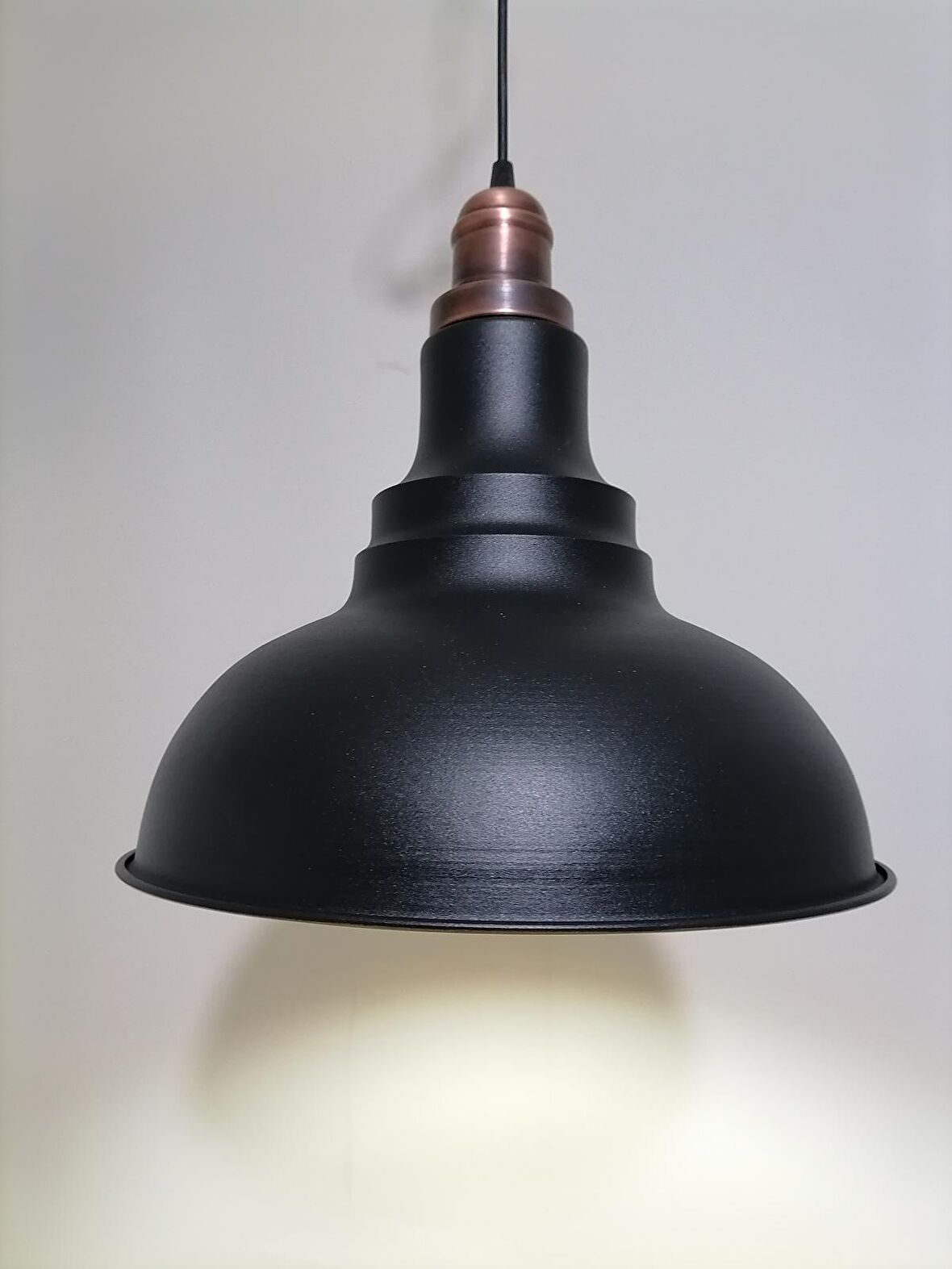 RİOLİGHT RETRO SİYAH İÇİ BEYAZ TEKLİ METAL SARKIT ÇAP: 34CM