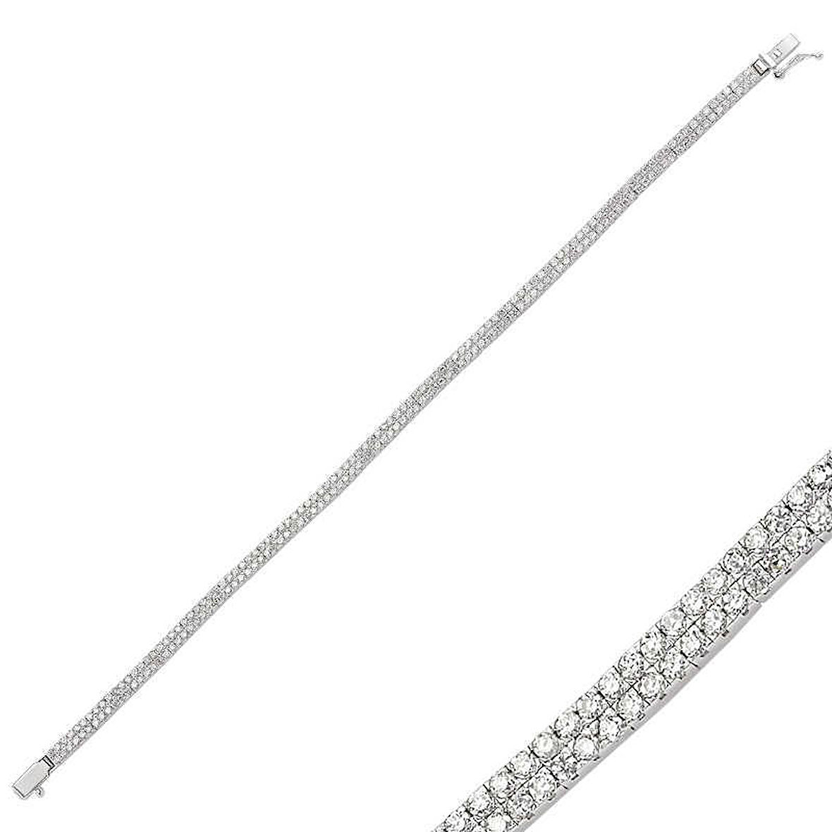 925 Ayar Gümüş İki Sıra Su Yolu Bileklik