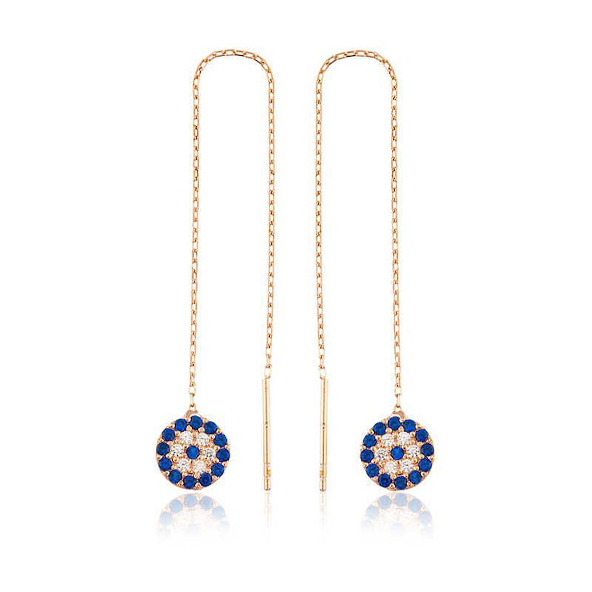 925 Ayar Gümüş Zincirli Nazar Küpe