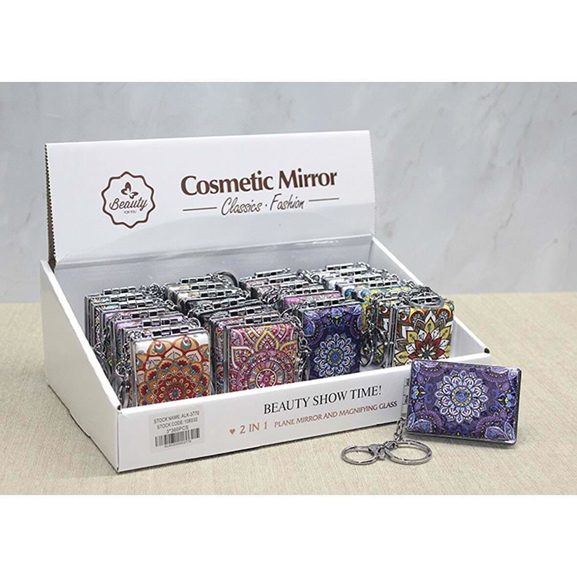 Taşlı El Aynası Anahtarlık