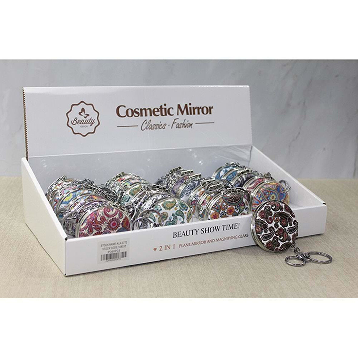 Taşlı El Aynası Anahtarlık