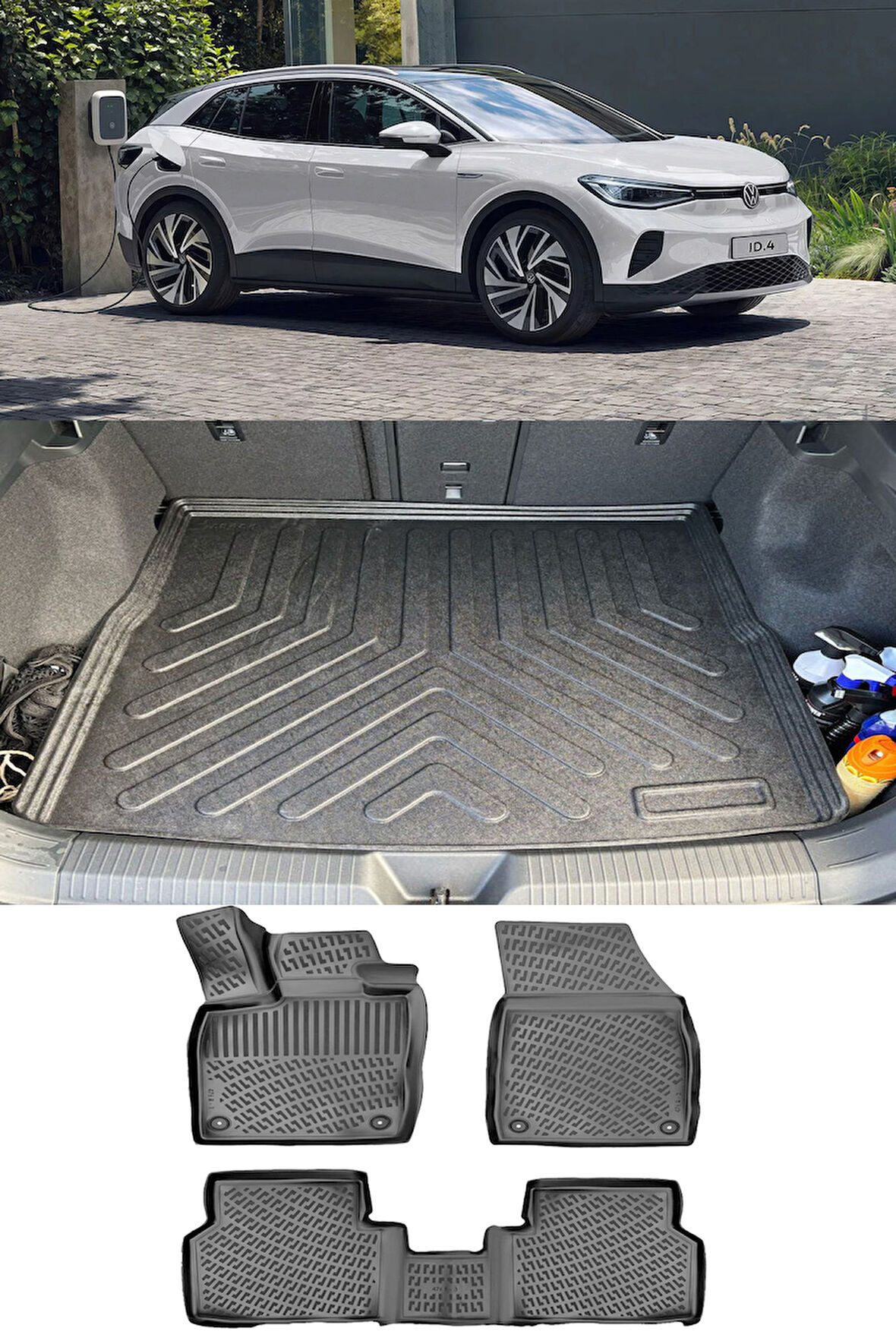 Rizline Volkswagen ID.4  Elektrikli 3D Havuzlu Paspas ve ÜST Bagaj Havuzu Set