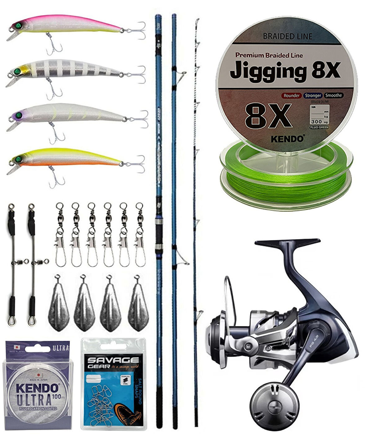 YekOutdoor Profesyonel Olta Seti Okuma Surfliner+ Surf 420cm 100-250gr 3 Parça Olta Kamışı&Shimano Makina Twin Power 8000 SW C PG