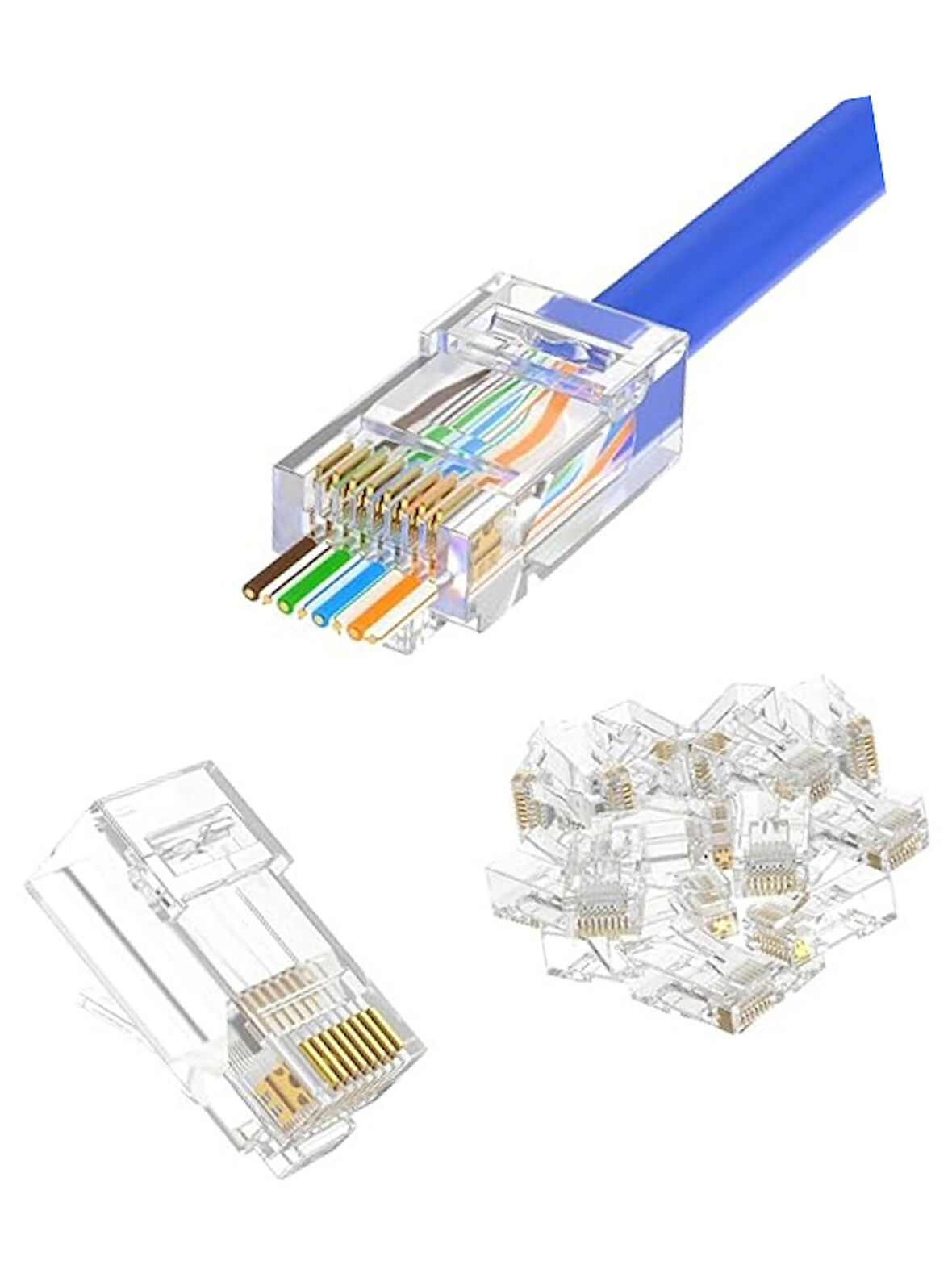 Yeni Nesil Delikli Cat5-Cat6 RJ45 Konnektör Utp Jack (100 Adet)