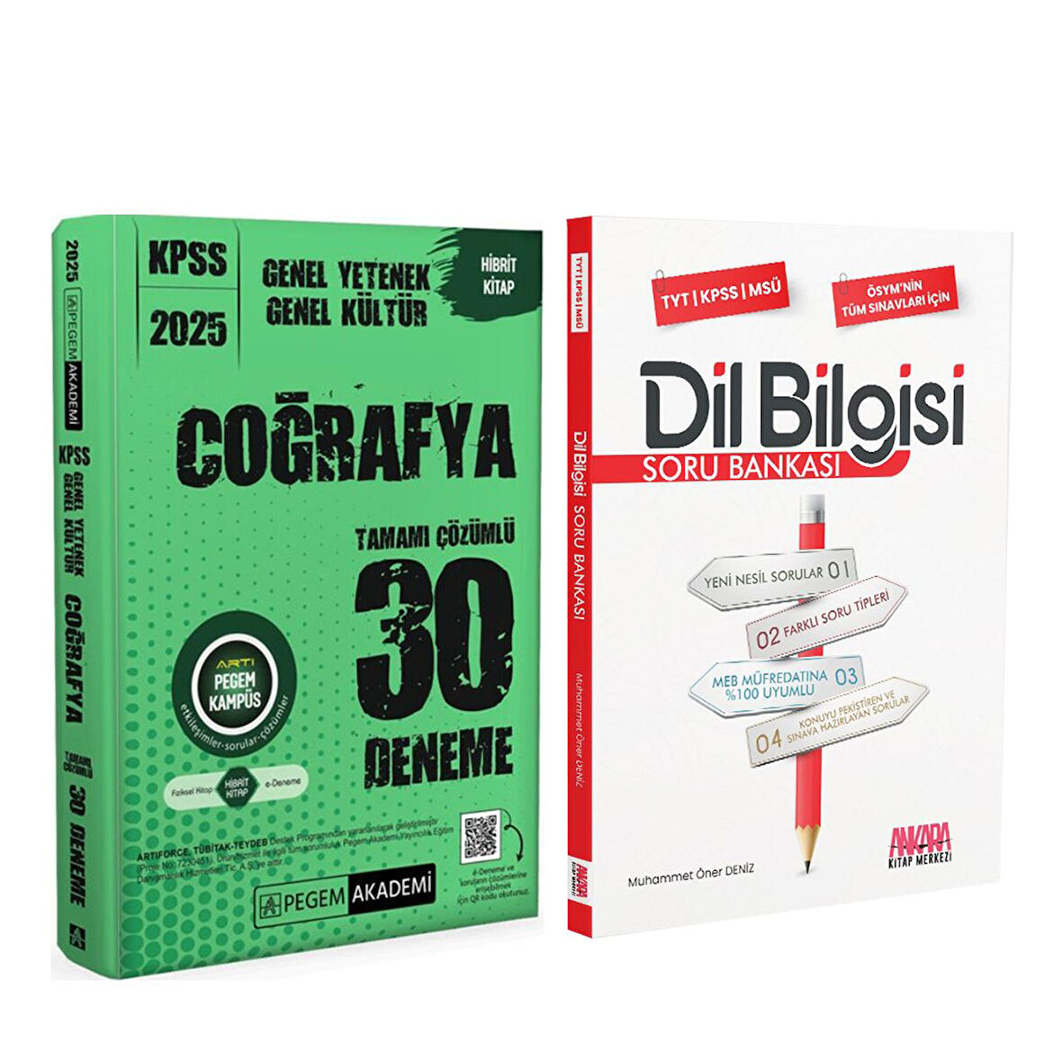 Pegem KPSS Coğrafya Deneme ve AKM Dil Bilgisi Soru Bankası Seti 2 Kitap