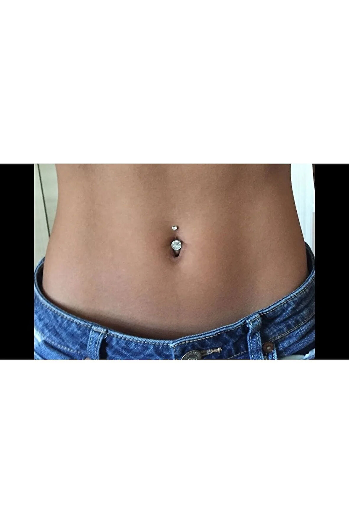 316 Cerrahi Çelik Kararmaz Anti Alerjik Elmas Model Göbek Piercing I