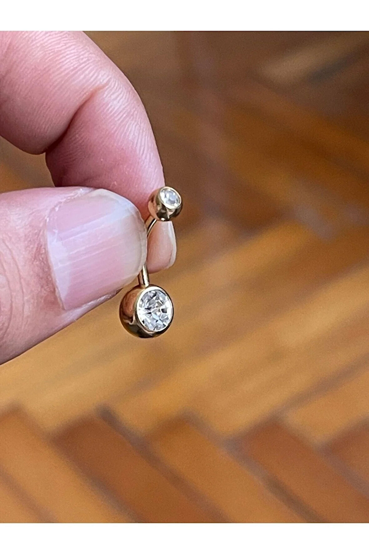 316 Cerrahi Çelik Tek Taş Göbek Piercingi