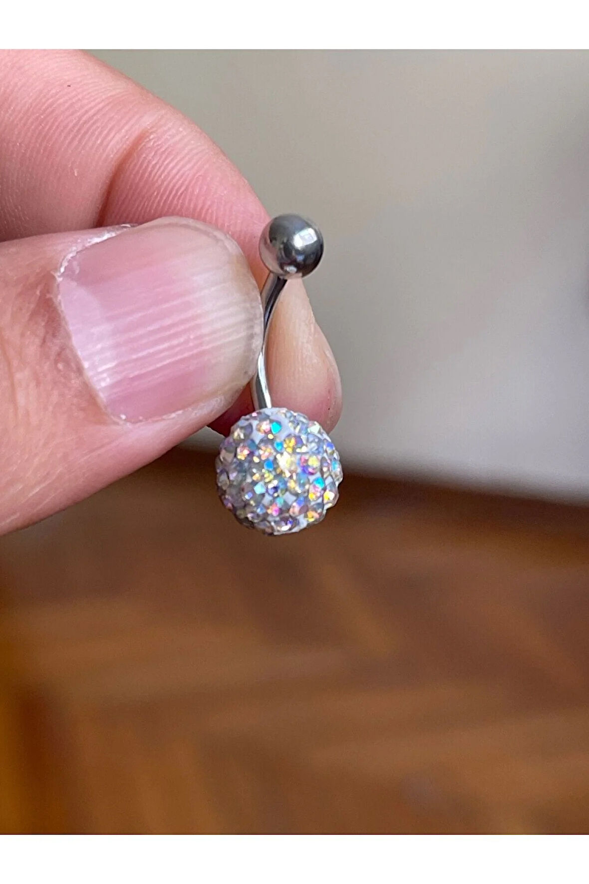 Cerrahi Çelik Piercing Ful Taşlı Piercing Parıltılı Göbek Piercingi