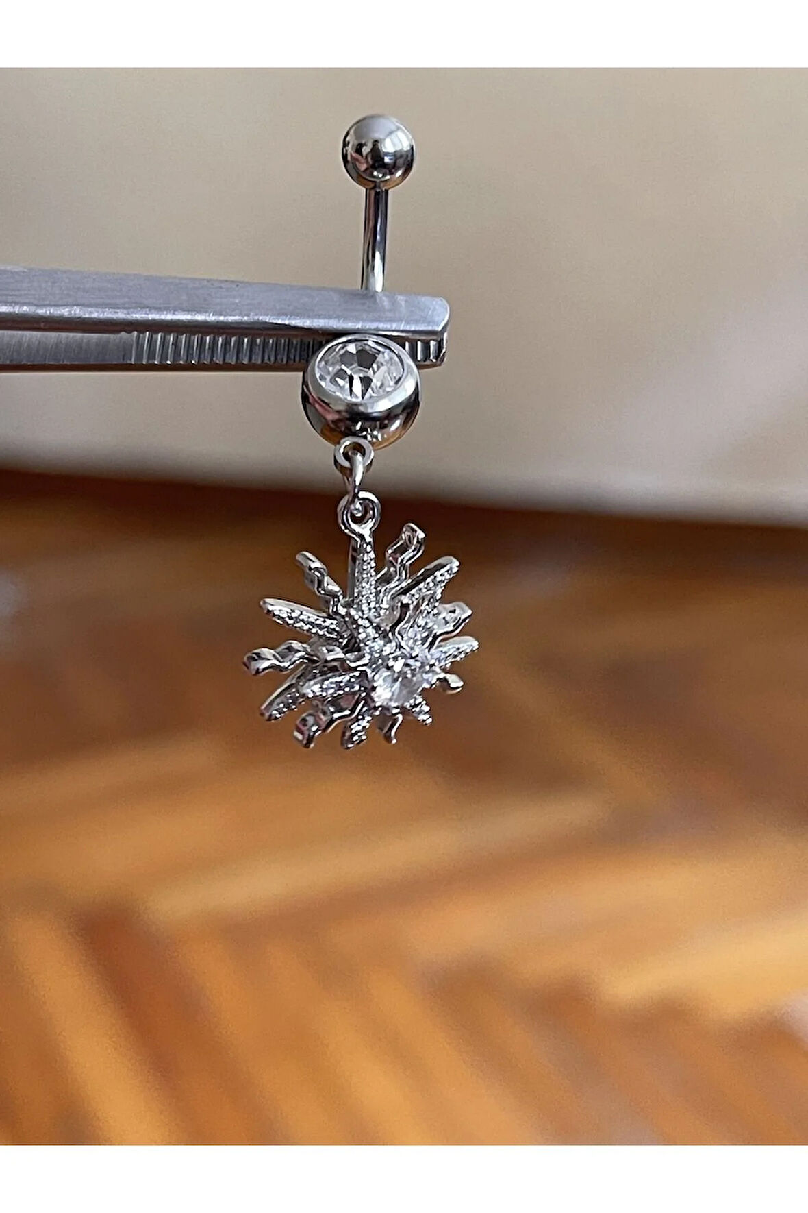 316 Cerrahi Çelik Göbek Piercingi Pırlanta Model Göbek Piecingi