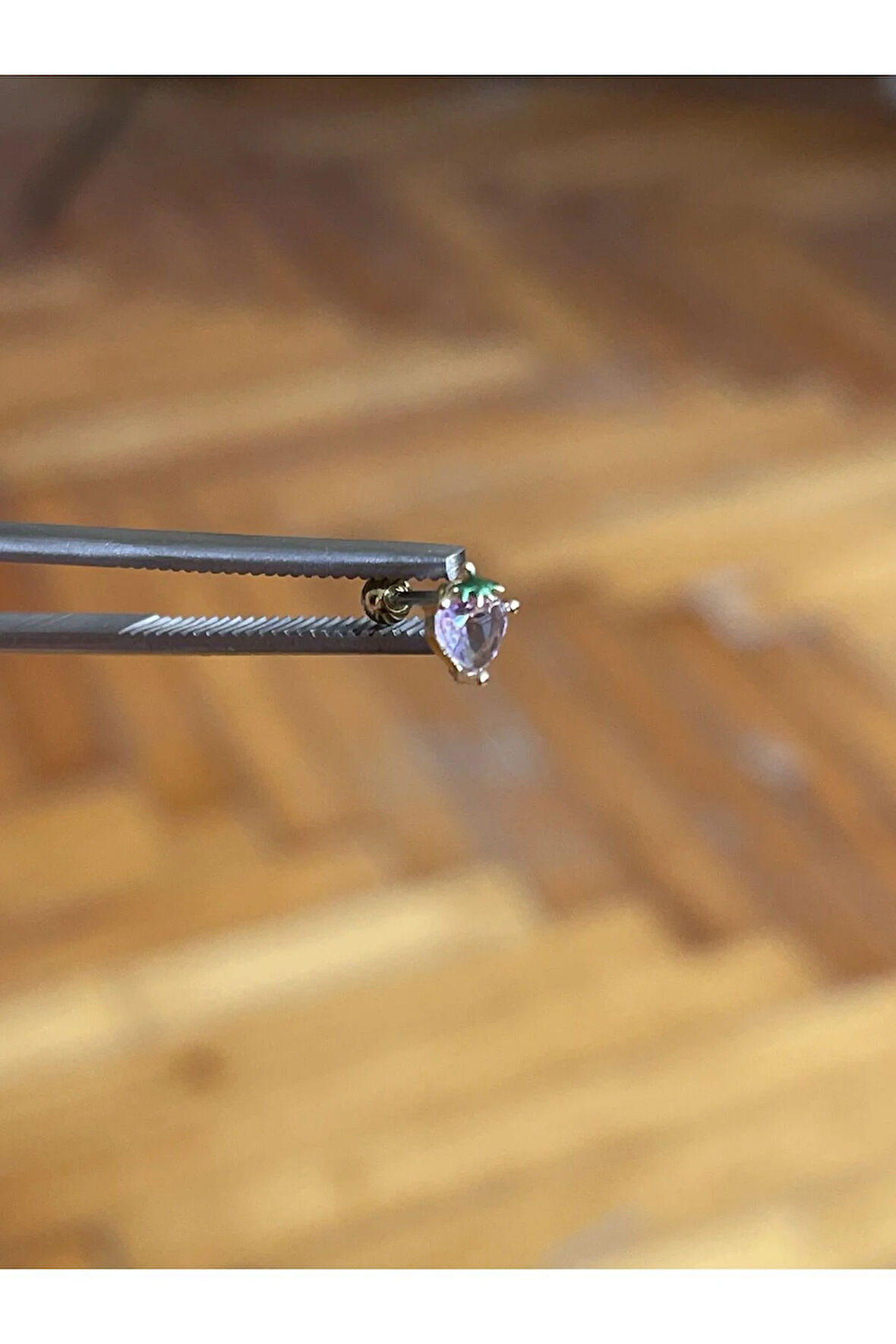 316 L Cerrahi Çelik Dudak Kıkırdak Helix Tragus Piercingi Çilek Detaylı Piercing