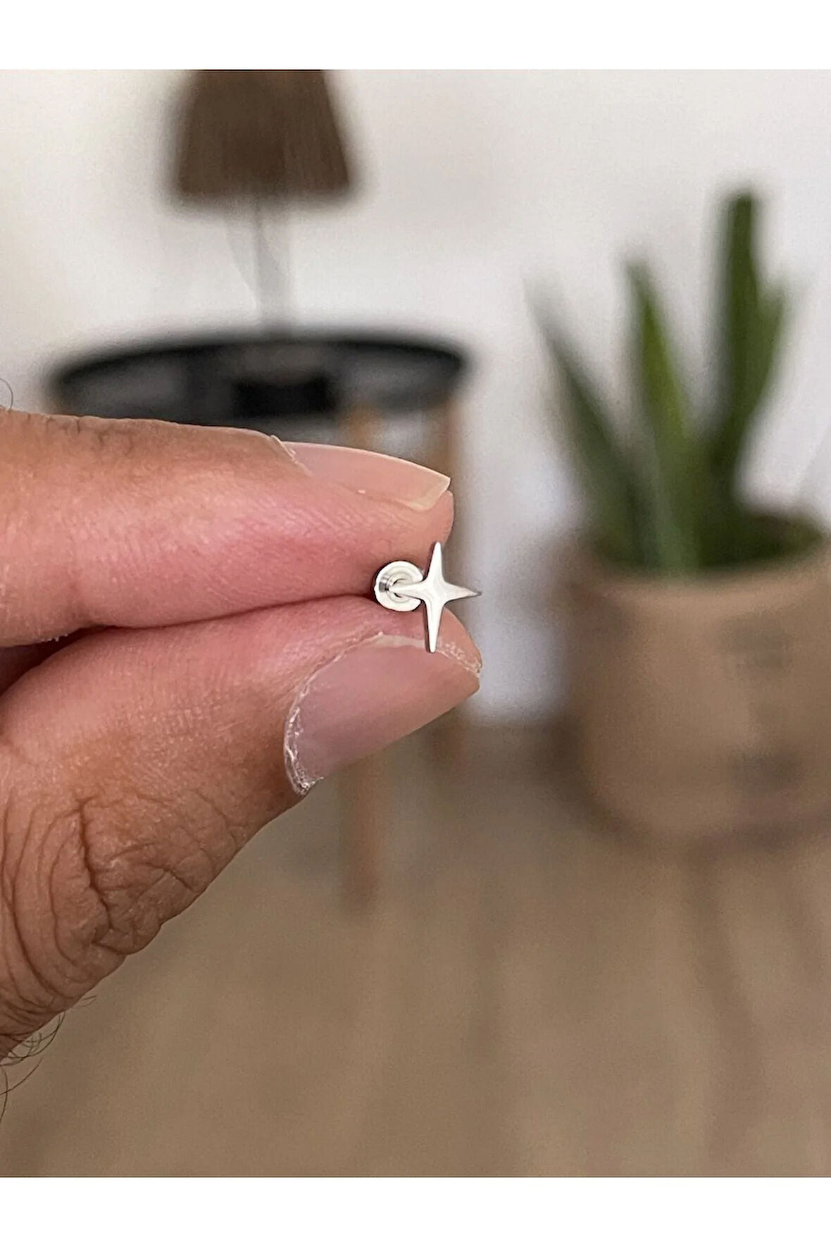 316 L Cerrahi Çelik Tragus Helix Kıkırdak Conch Minimal Kutup Yıldızı Piercing