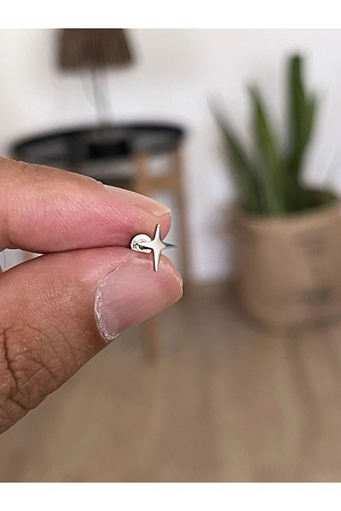 316 L Cerrahi Çelik Tragus Helix Kıkırdak Conch Minimal Kutup Yıldızı Piercing