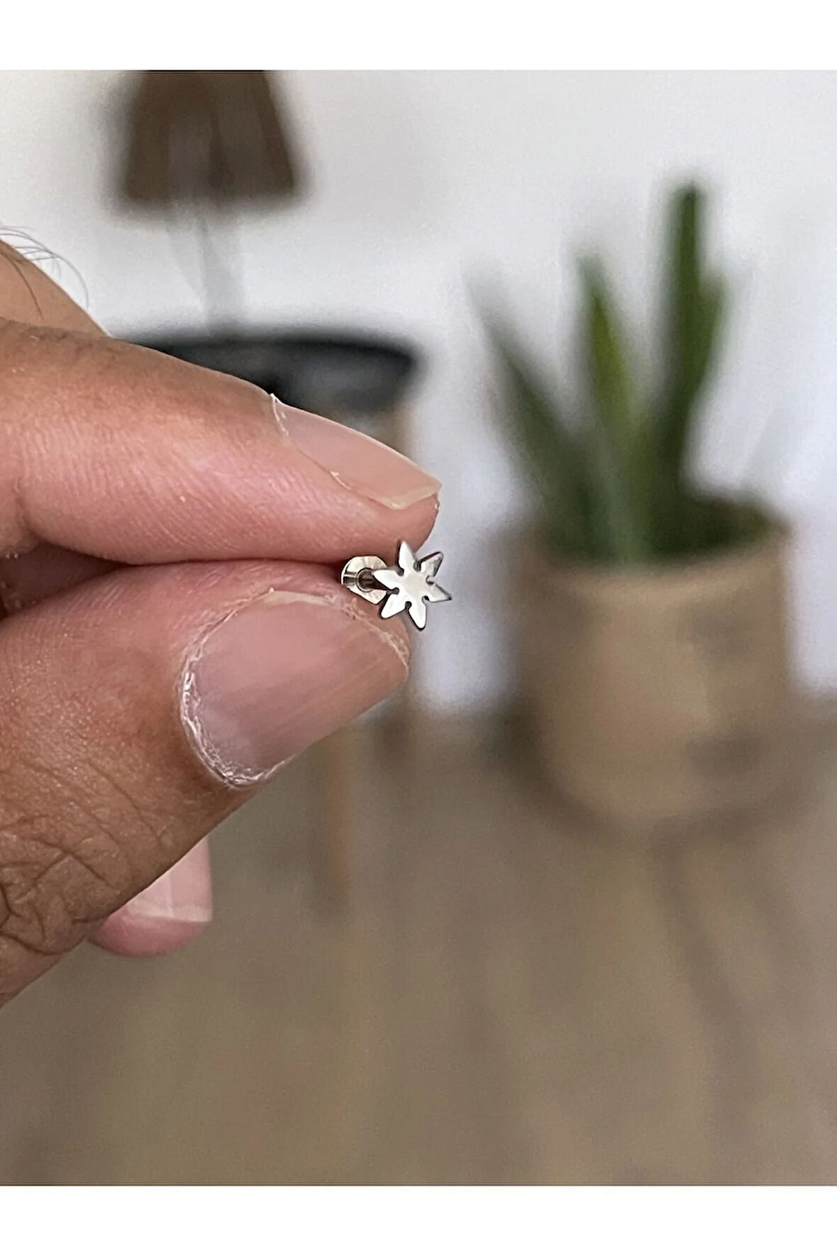 316 L Cerrahi Çelik Tragus Helix Kıkırdak Conch Minimal Yıldız Piercing