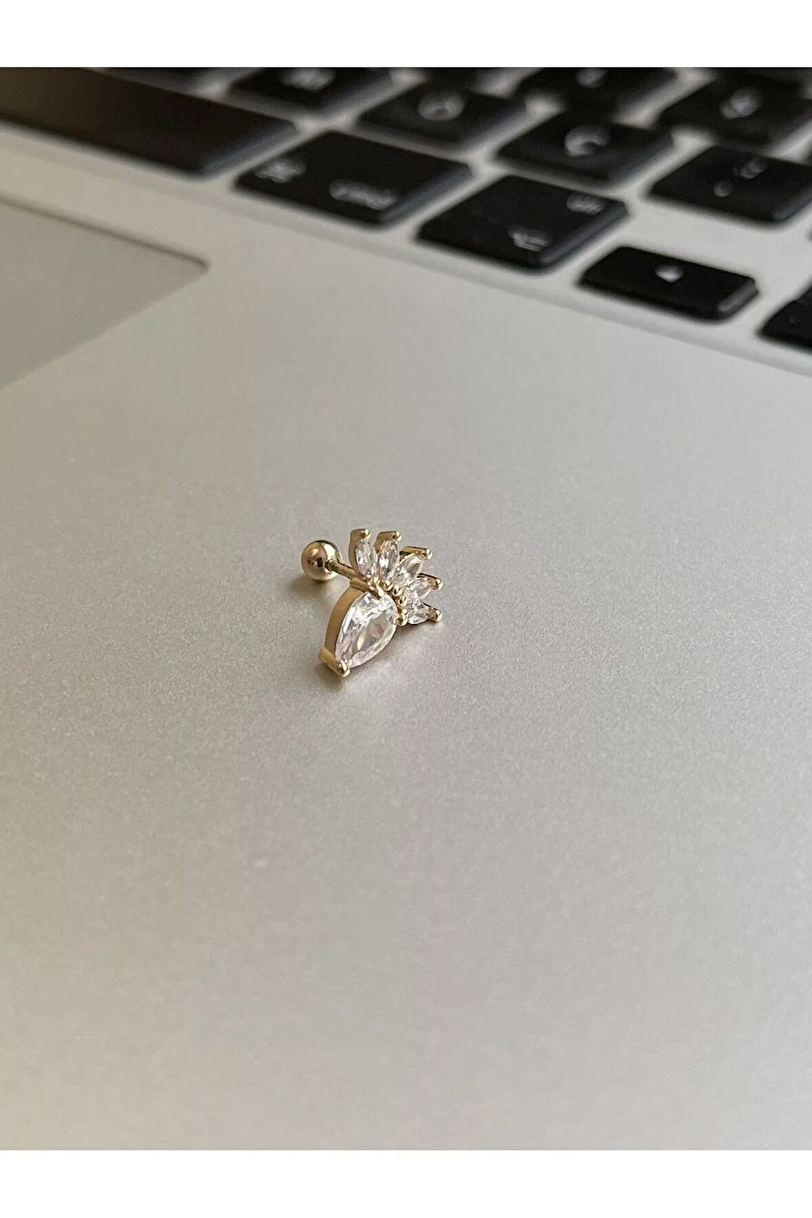 316 L Cerrahi Çelik Dudak Kıkırdak Helix Tragus Piercingi Pençe Detaylı Piercing