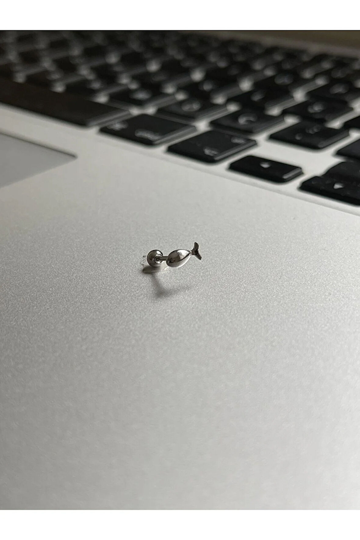 316 L Cerrahi Çelik Dudak Kıkırdak Helix Tragus Piercingi Balık Detaylı Piercing