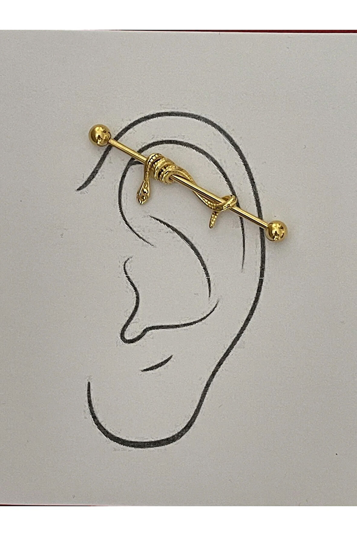 316l Cerrahi Çelik 38 MM Gold Rengi Yılan Detay Köprü Piercing