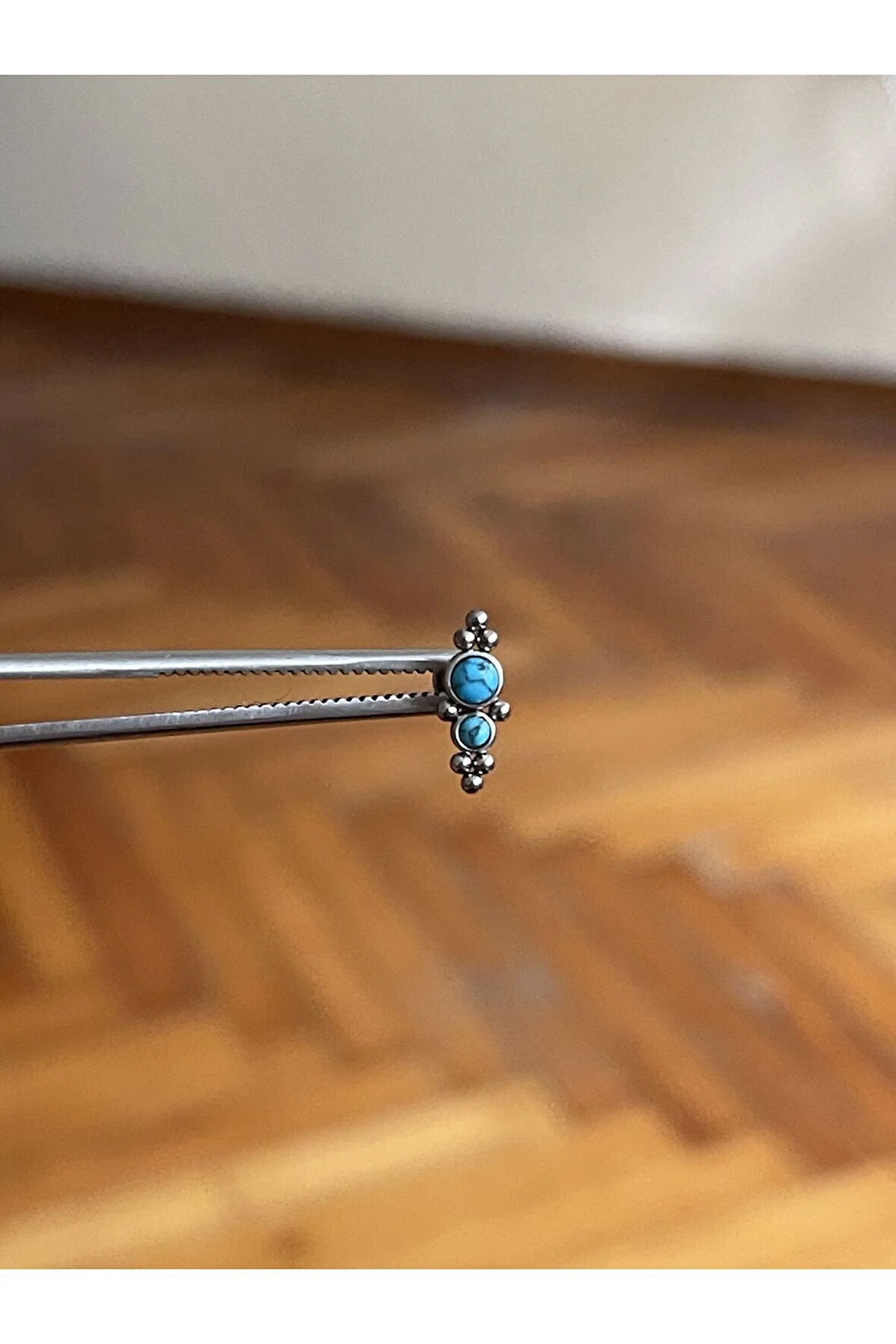 316 L Cerrahi Çelik Dudak Kıkırdak Helix Tragus Piercingi Fruze Taşı Detaylı Piercing