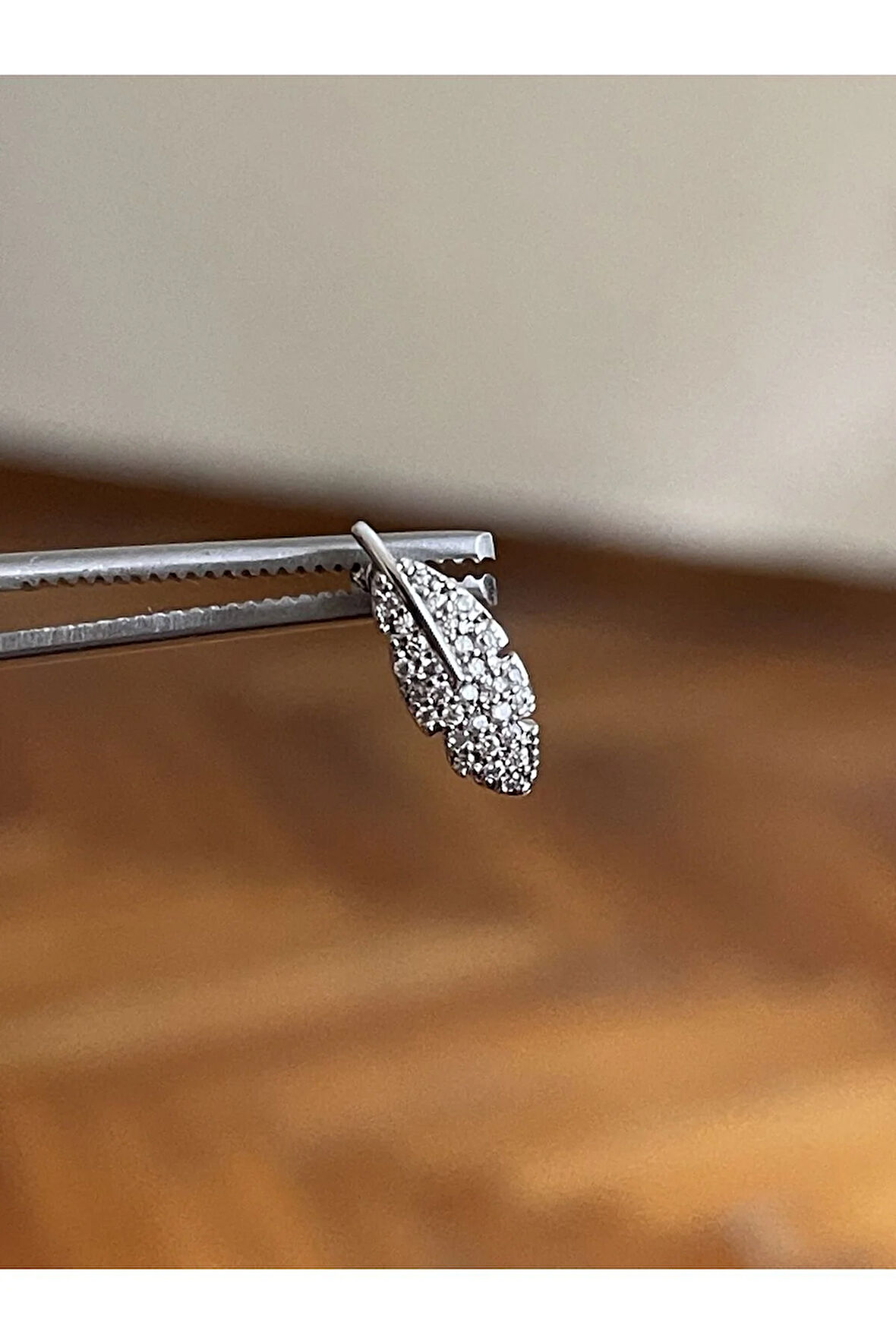 316 L Cerrahi Çelik Dudak Kıkırdak Helix Tragus Piercingi Tüy Detaylı Piercing