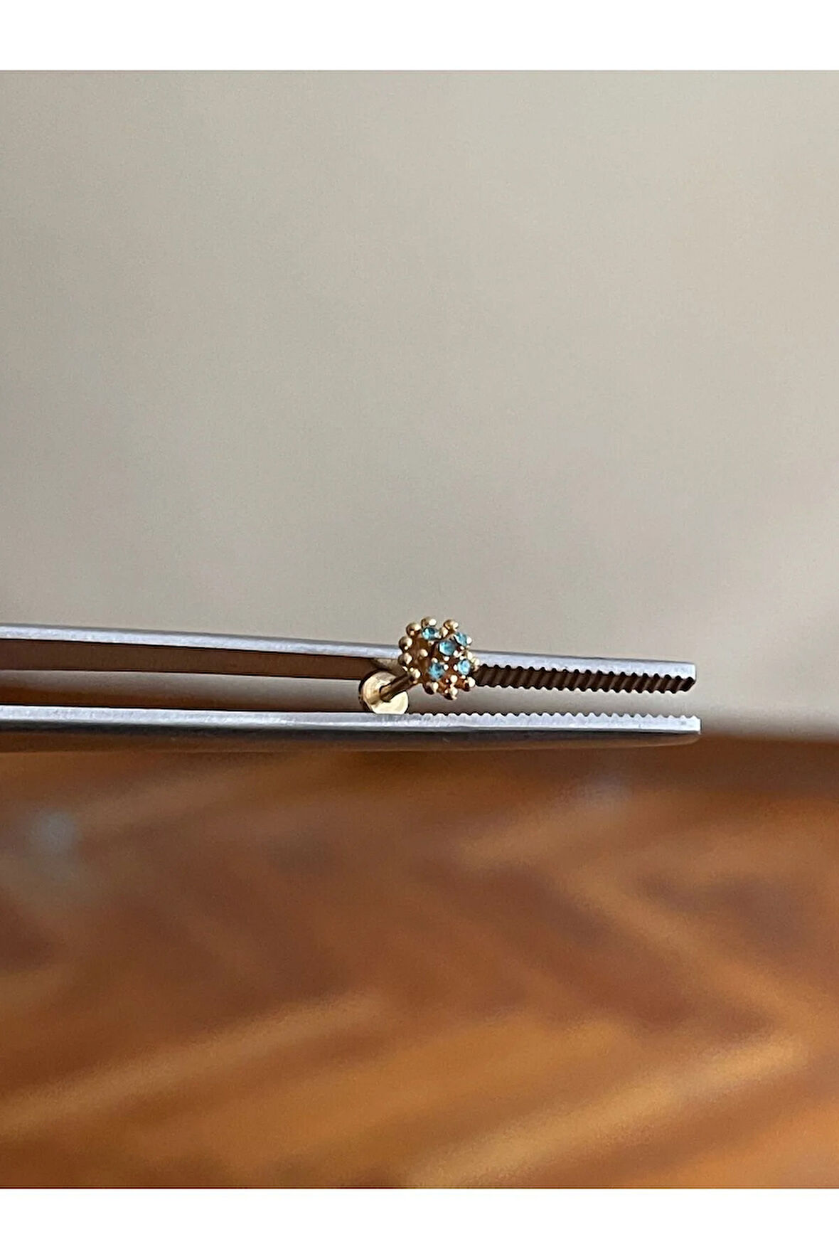 316 L Cerrahi Çelik Dudak Piercing Kıkırdak Helix Tragus Conch Zirkon Taşlı Kasımpatı Piercing