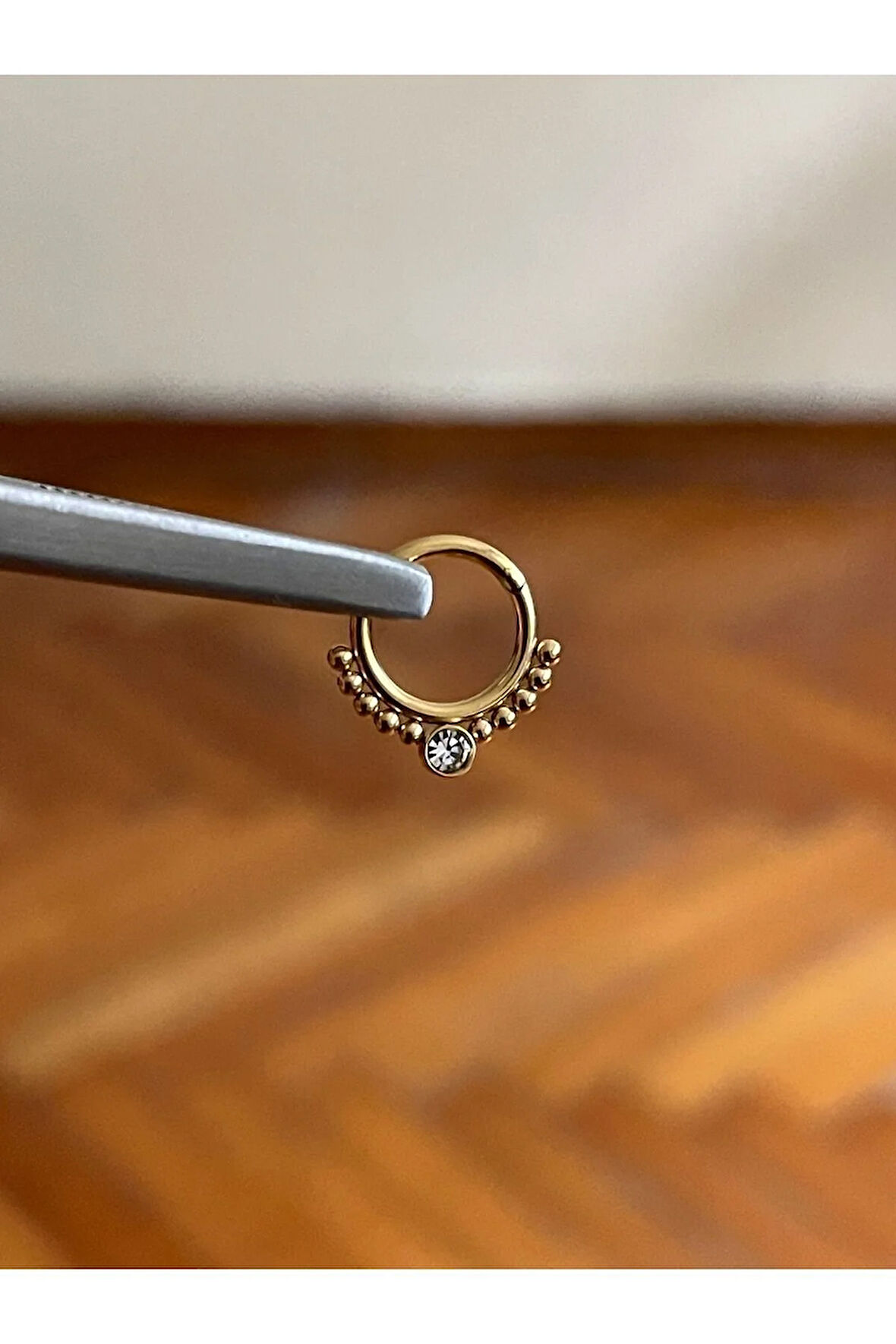 316 L Cerrahi Çelik Menteşeli Pırlanta Model Kıkırdak Helix Tragus Conch Özel Tasarım Piercing