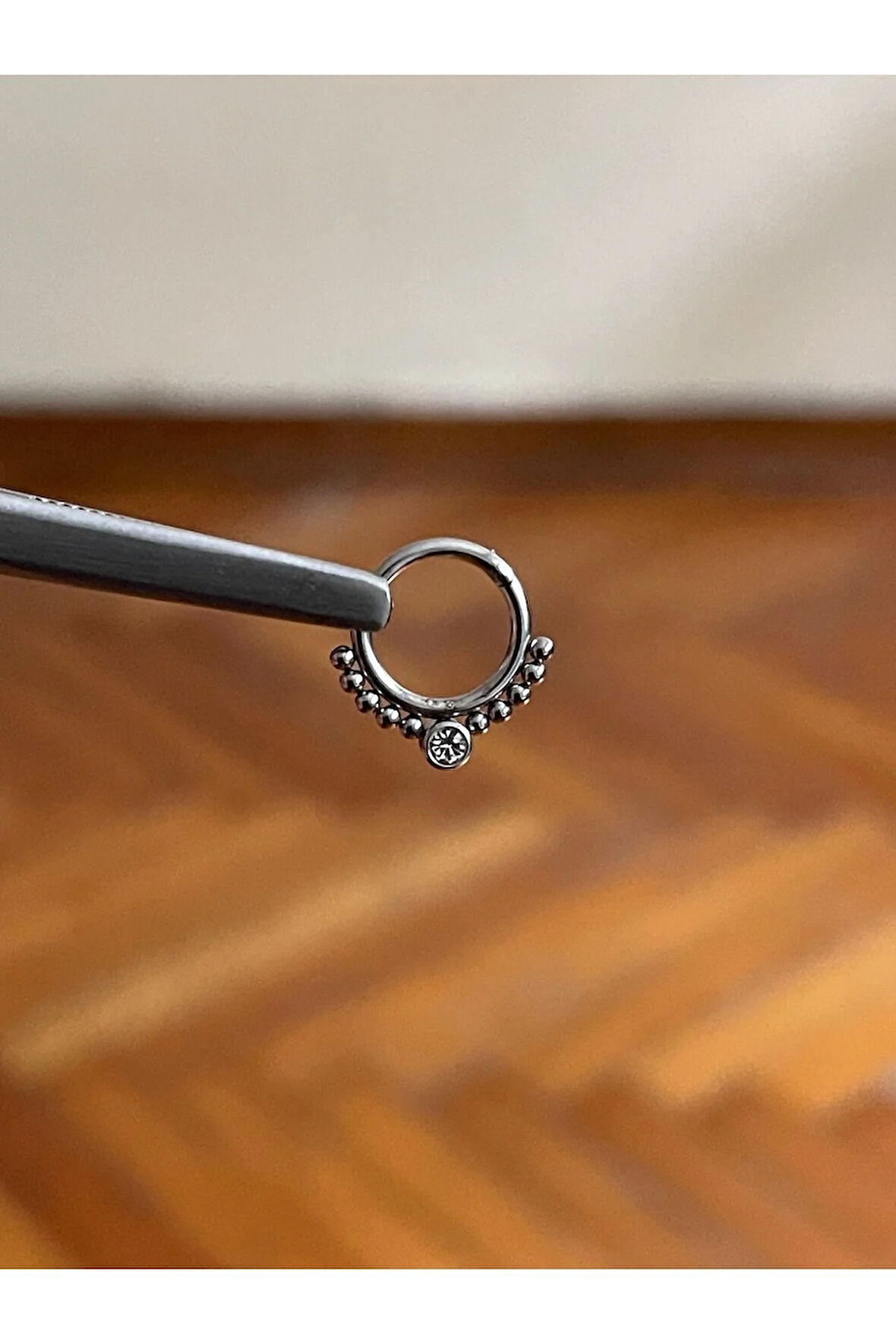 316 L Cerrahi Çelik Menteşeli Pırlanta Model Kıkırdak Helix Tragus Conch Özel Tasarım Piercing