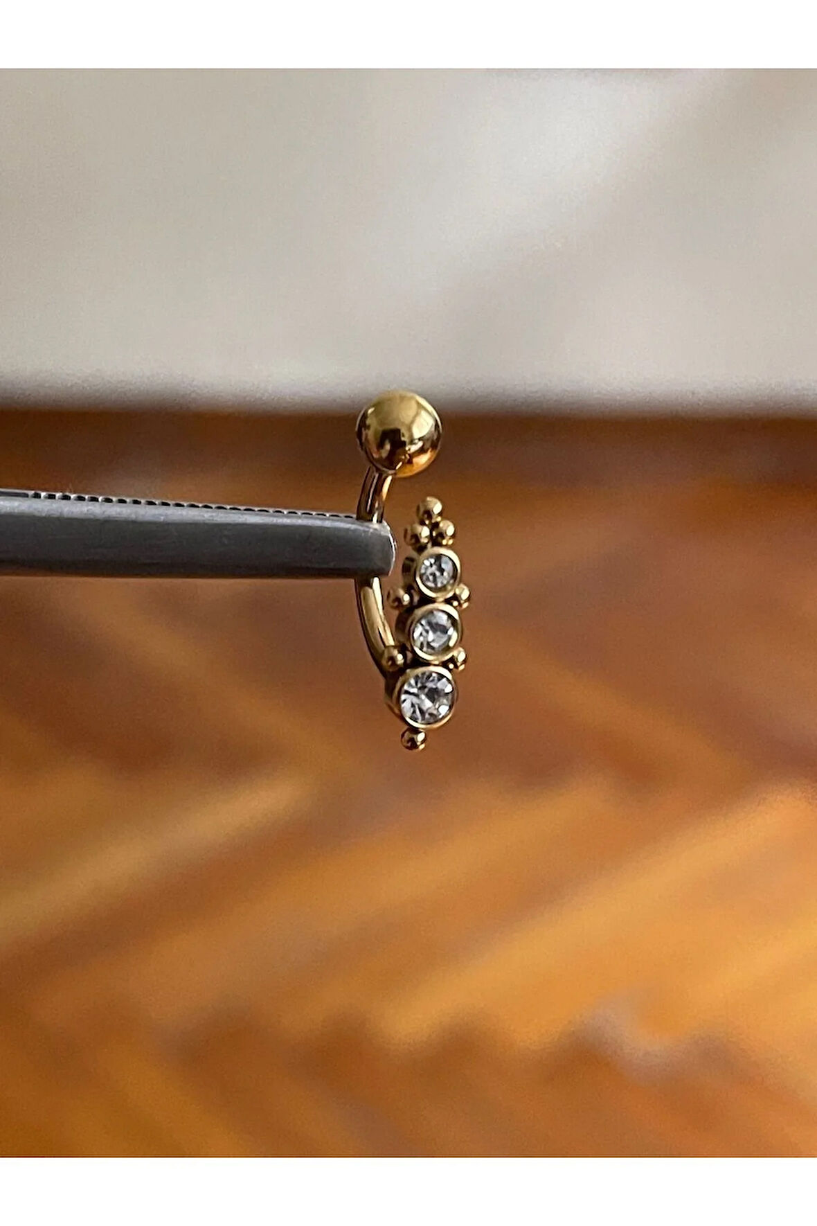 316 L Cerrahi Çelik  Taşlı Göbek Piercingi Taşlı Göbek Piercingi