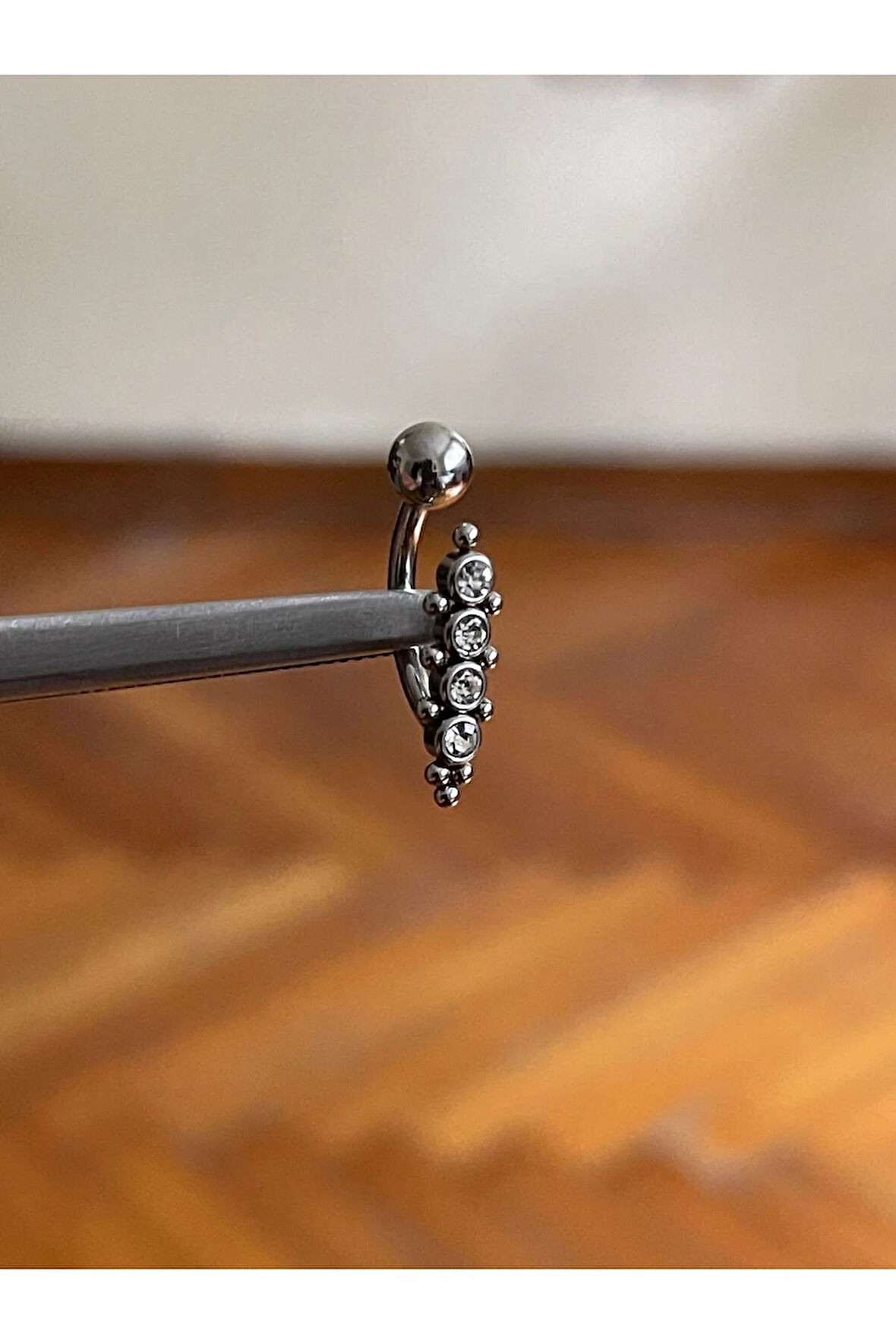 316 L Cerrahi Çelik  Taşlı Göbek Piercingi Taşlı Göbek Piercingi