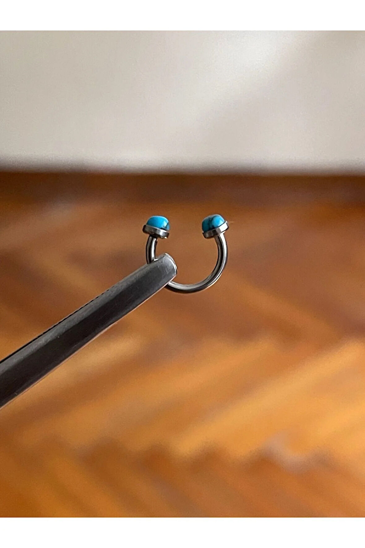 316 Cerrahi Çelik Turkuaz Taşlı Dudak Kıkırdak Septum Helix Tragus Piercingi