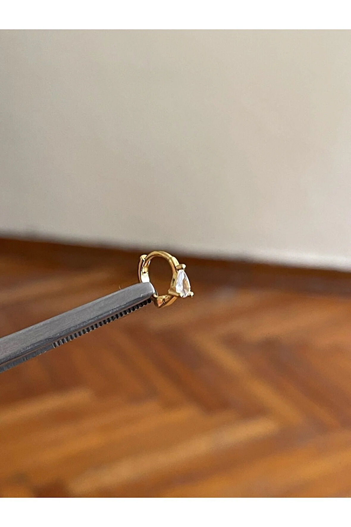 316 L Cerrahi Çelik Zirkon Taşlı Halka Detaylı Kıkırdak Helix Tragus Piercingi