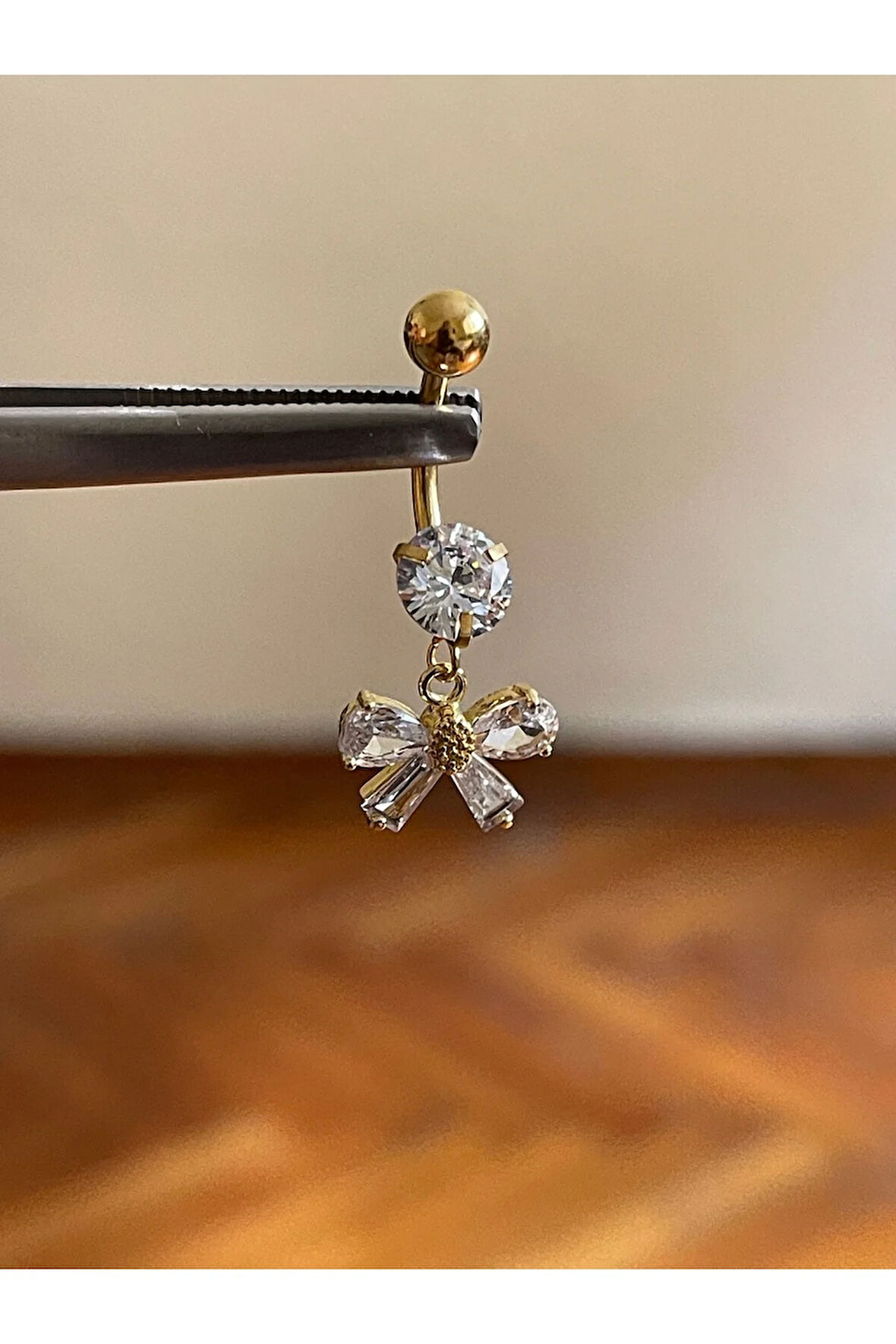 316 L Cerrahi Çelik Baget Taşlı Fiyonk Göbek Piercingİ Baget Taşlı Fiyonk Piercing