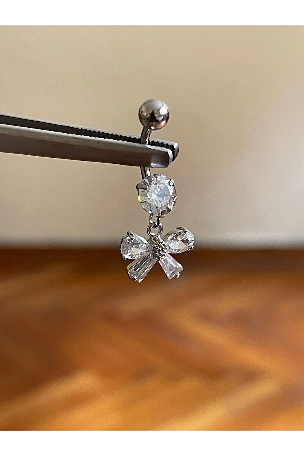 316 L Cerrahi Çelik Baget Taşlı Fiyonk Göbek Piercingİ Baget Taşlı Fiyonk Piercing