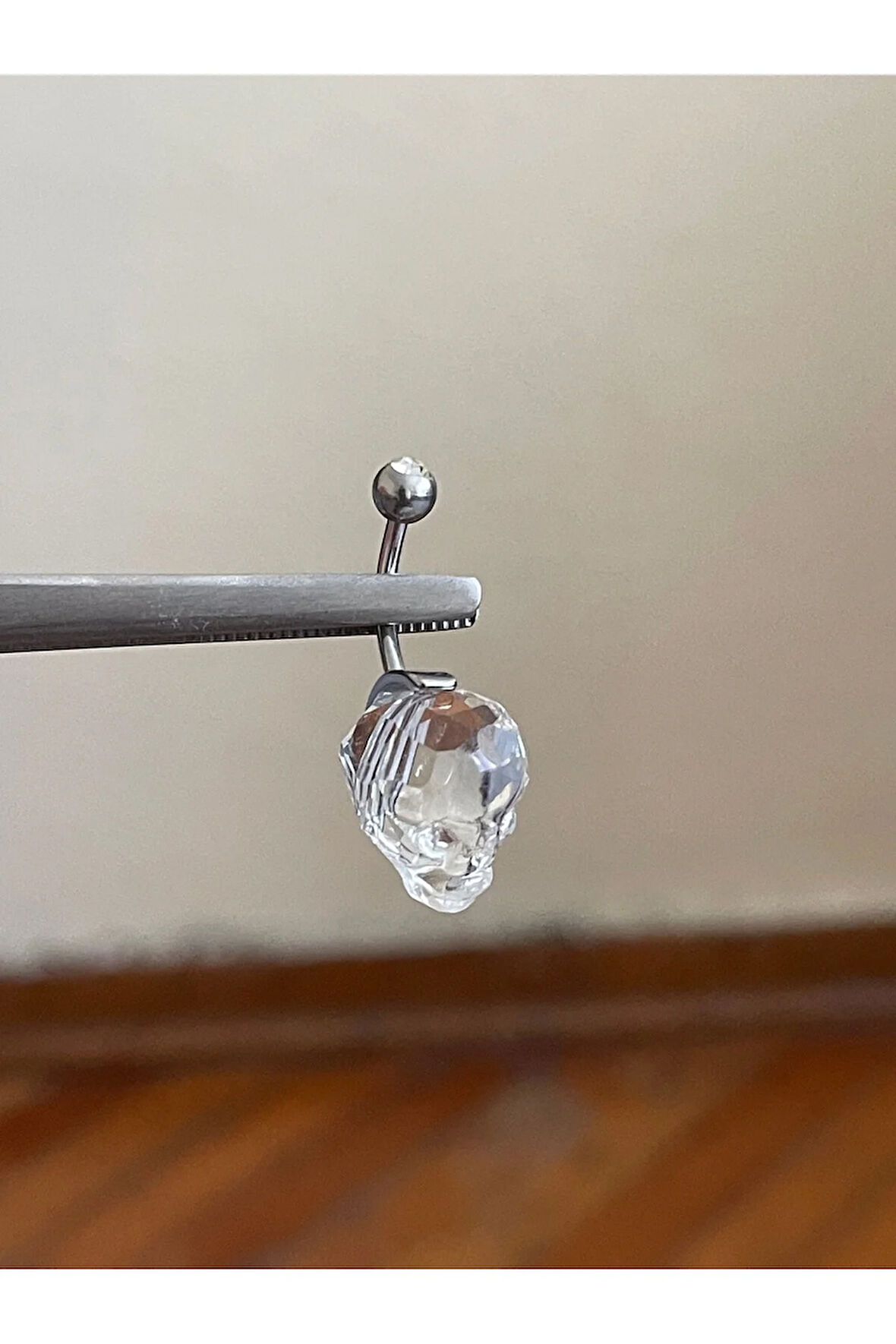 316 L Cerrahi Çelik Kristal Kuru Kafa Piercing Göbek Piercingi