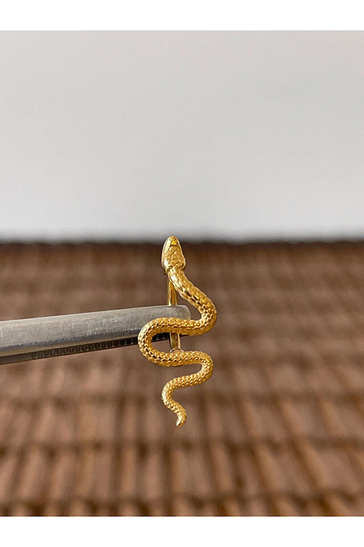 316 L Cerrahi Çelik Anti Alerjik 10 mm Yılan Model Göbek Piercingi Yılan Piercing